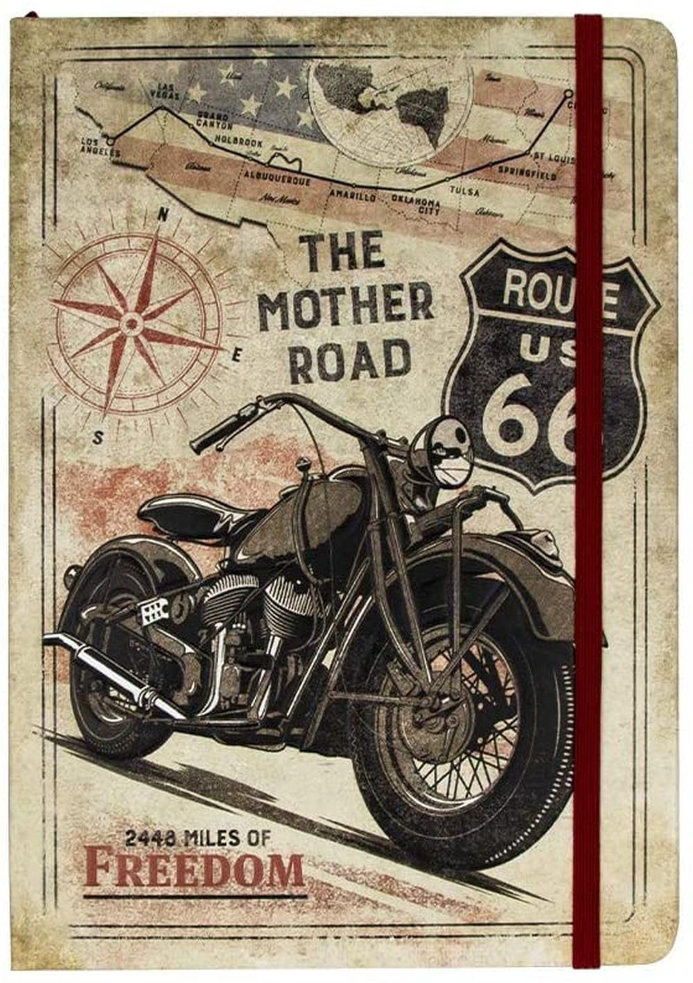 Nostalgic-Art Notizbuch DIN A5 Notizbuch - Route 66 Bike Map