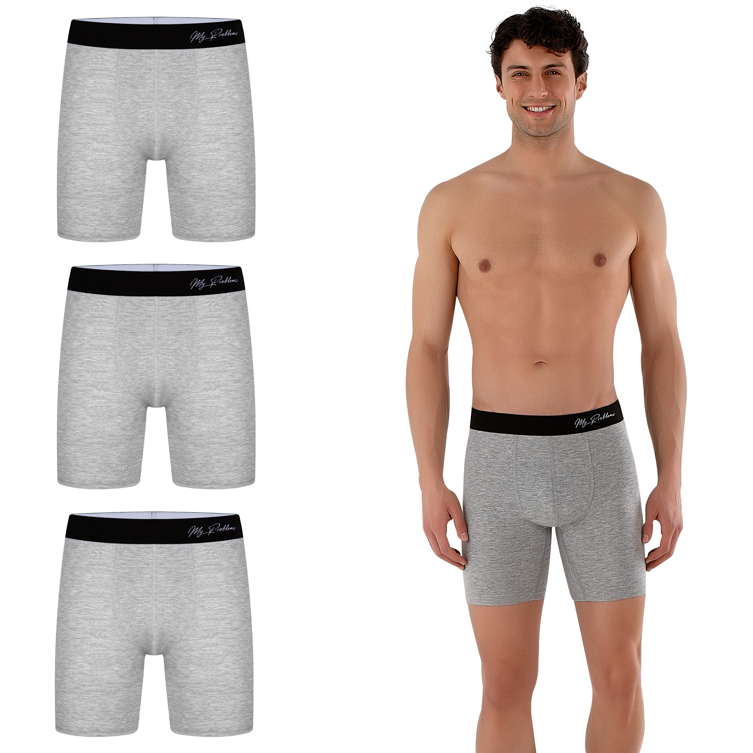 Boxershorts Lange Boxershorts im 3er Pack – Lange Unterhosen aus Baumwolle