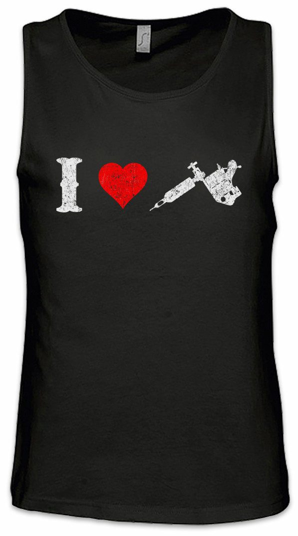 Tanktop I Love Tattoo Machine Ärmelloses T-Shirt Studio Gun Maschine Artist