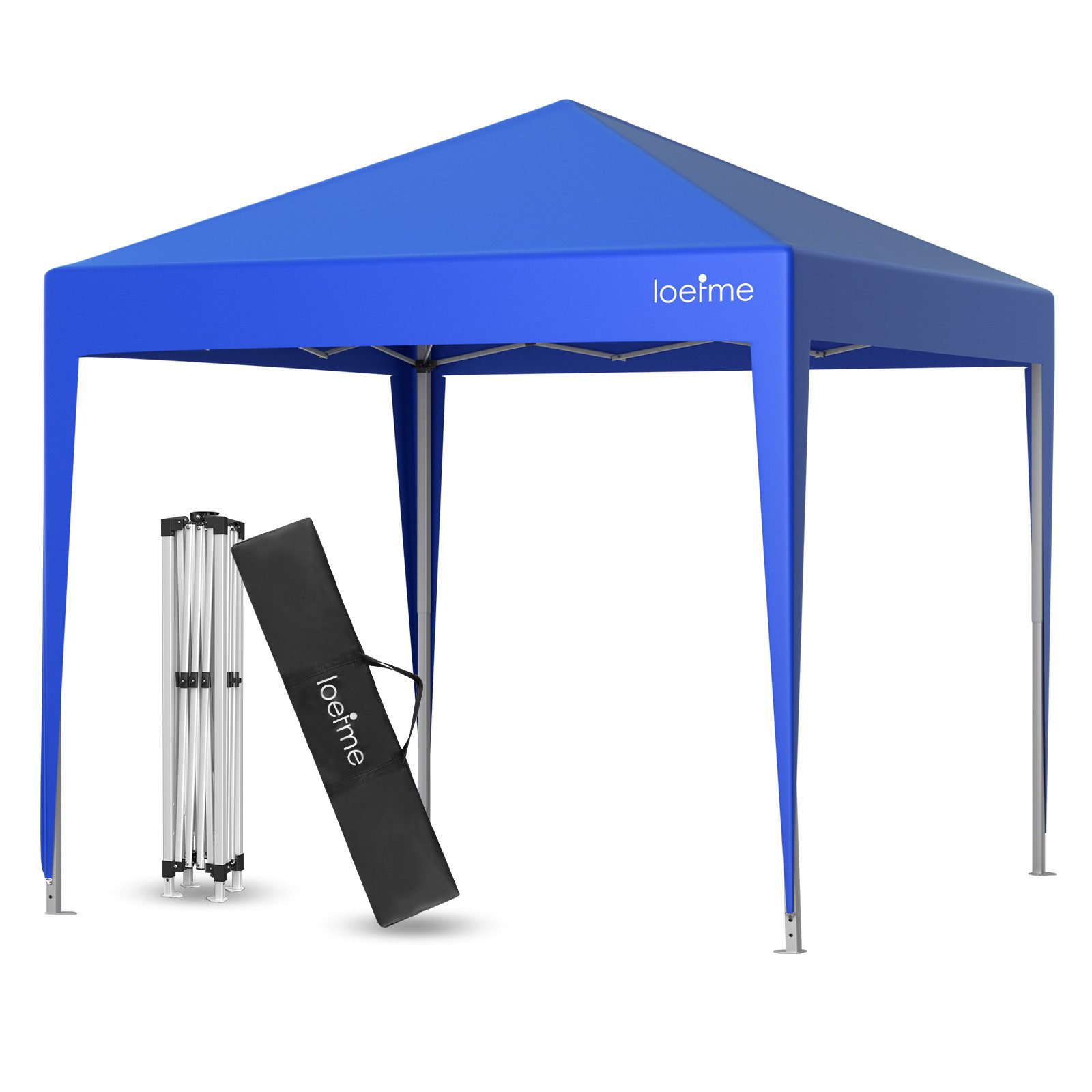 loefme Faltpavillon 2,5×2,5m, Pop-Up-Pavillon ohne Seitenwände, mit 0 Seitenteilen, 3 Höhenverstellungen, Metallrahmen