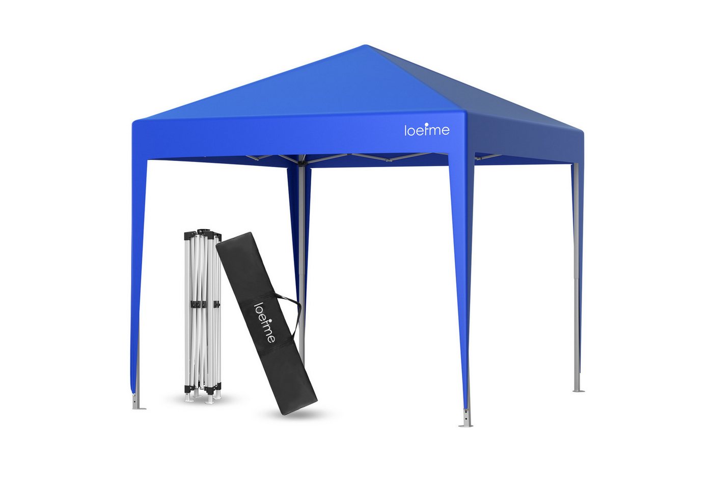 loefme Faltpavillon 2,5×2,5m, Pop-Up-Pavillon ohne Seitenwände, mit 0 Seitenteilen, 3 Höhenverstellungen, Metallrahmen