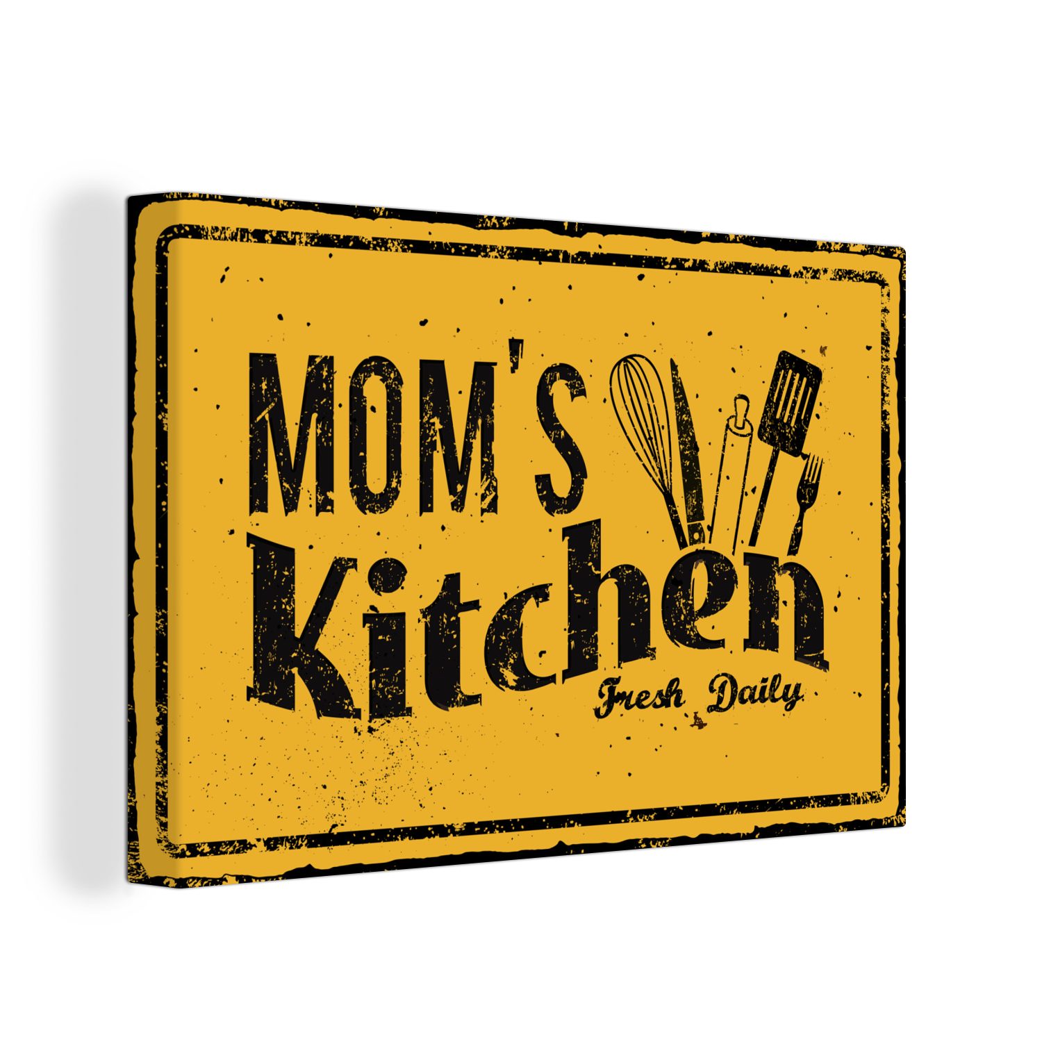 OneMillionCanvasses® Leinwandbild Küche - Mama - Vintage, (1 St), Wandbild Leinwandbilder, Aufhängefertig, Wanddeko, 30x20 cm