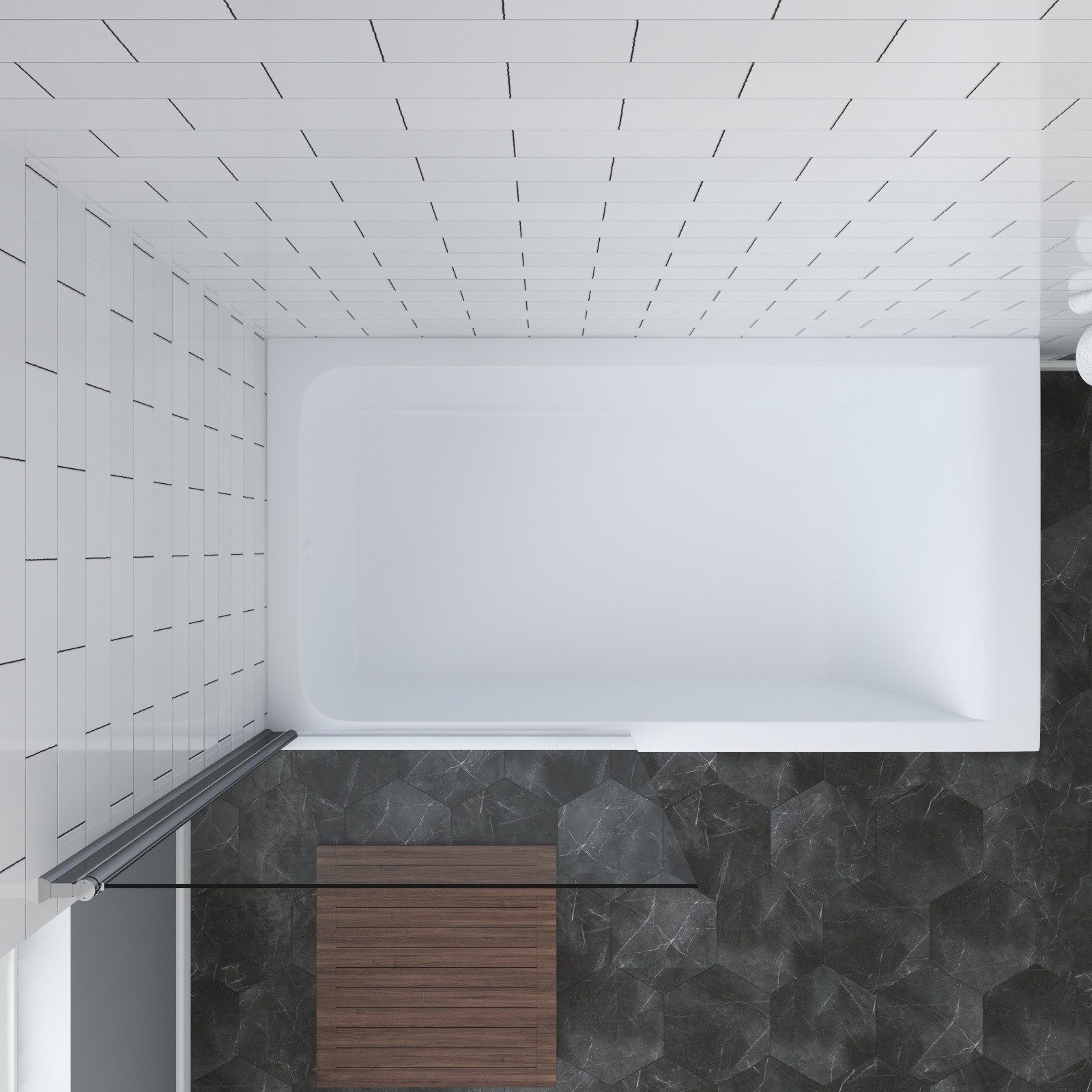 AQUABATOS Badewannenaufsatz Badewannenaufsatz 6mm Sicherheitsglas Glaswand Duschwand für Badewanne, Sicherheitsglas, Chromoptik, Eloxierte Aluminiumprofile, in  – Bild 5 von 5
