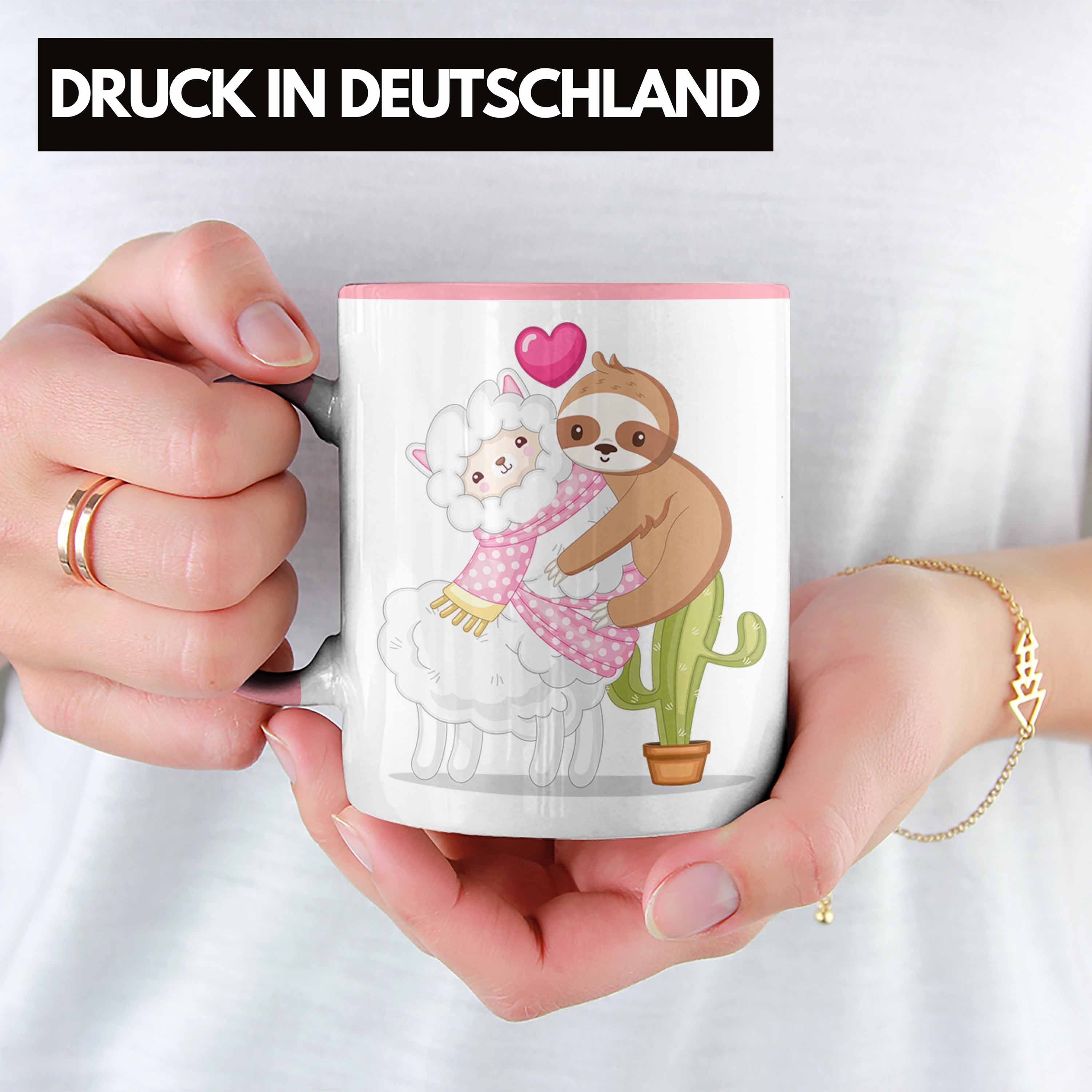 Geschenk Grafik Tasse Niedliche Faultier Valentinstag Freundin Alpaka Trendation Rosa Tasse