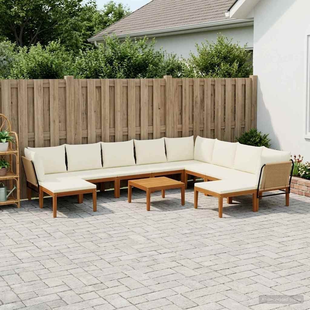 vidaXL Sofaelement 11 Stk. Massives nholz & Seil Natur (11 St)