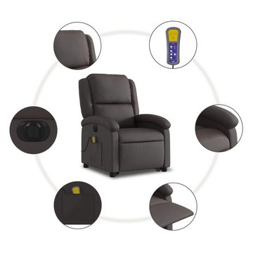 vidaXL Sessel Massagesessel mit Aufstehhilfe Elektrisch Dunkelbraun Echtleder (1-St)