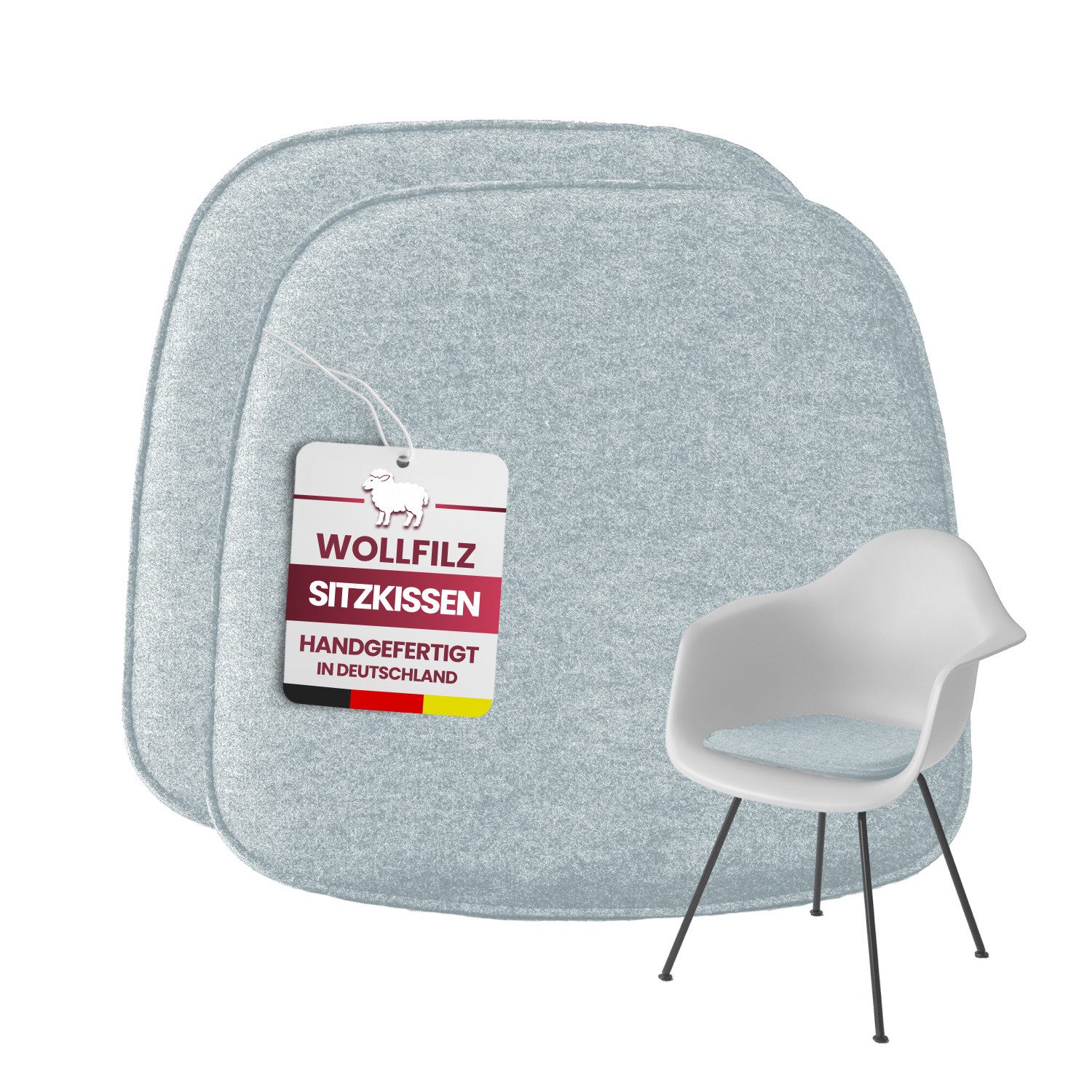 Easy and Green Sitzkissen aus Wollfilz Eckig 40x39cm - Made in Germany waschbar