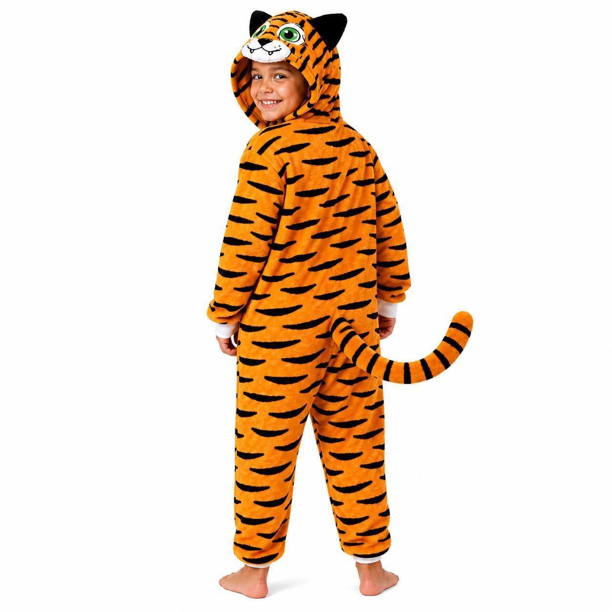 Corimori Jumpsuit Flauschiges Tiger-Kostüm für Kinder, Karneval Fasching Kostüm Onesie (2-tlg) Jumpsuit, Pyjama, Fasching, Kigurumi, Tierkostüme, Tiger "Makari"