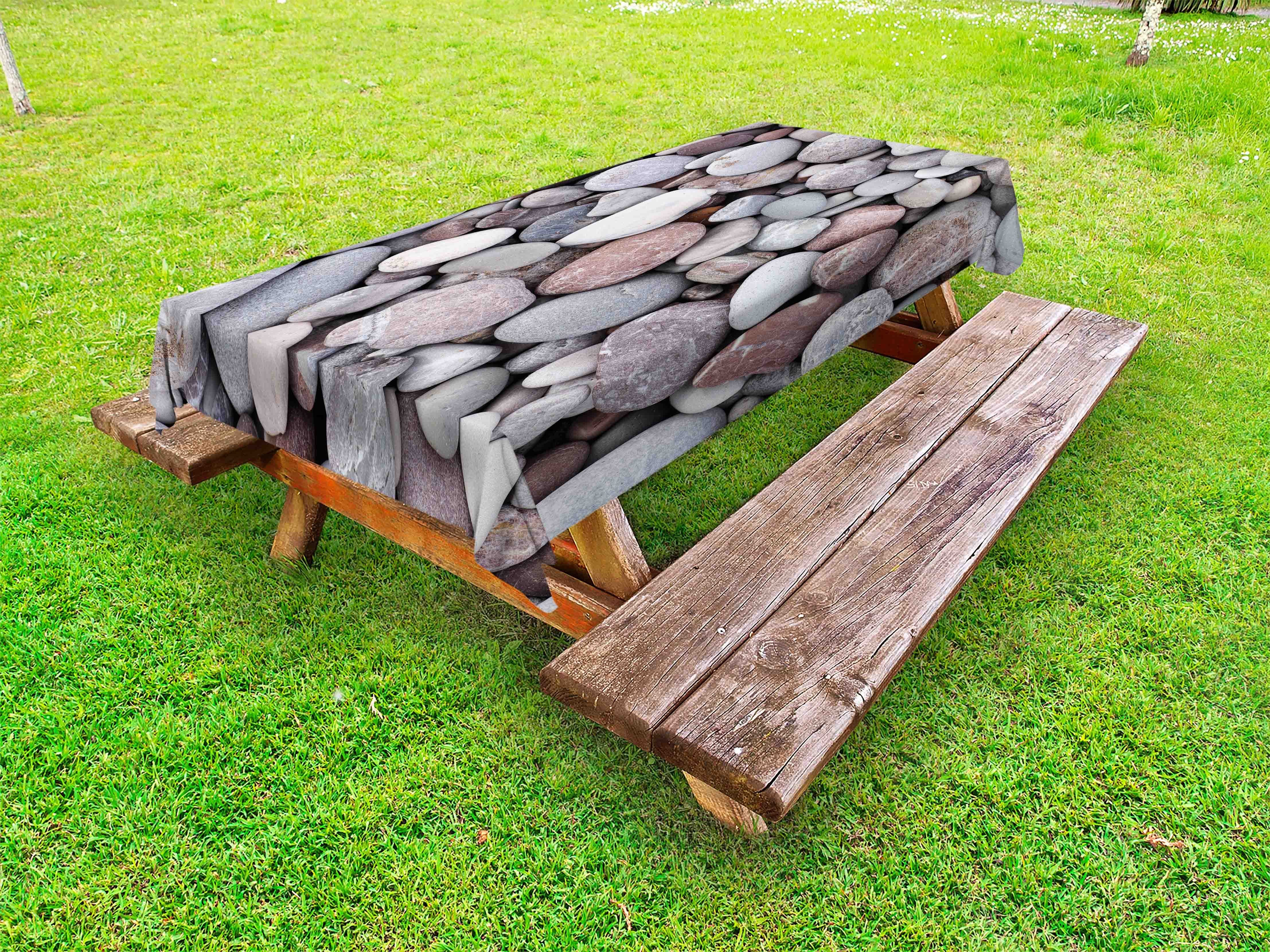 Abakuhaus Tischdecke dekorative waschbare Picknick-Tischdecke, Rock Sea Elements Stapel der Steine