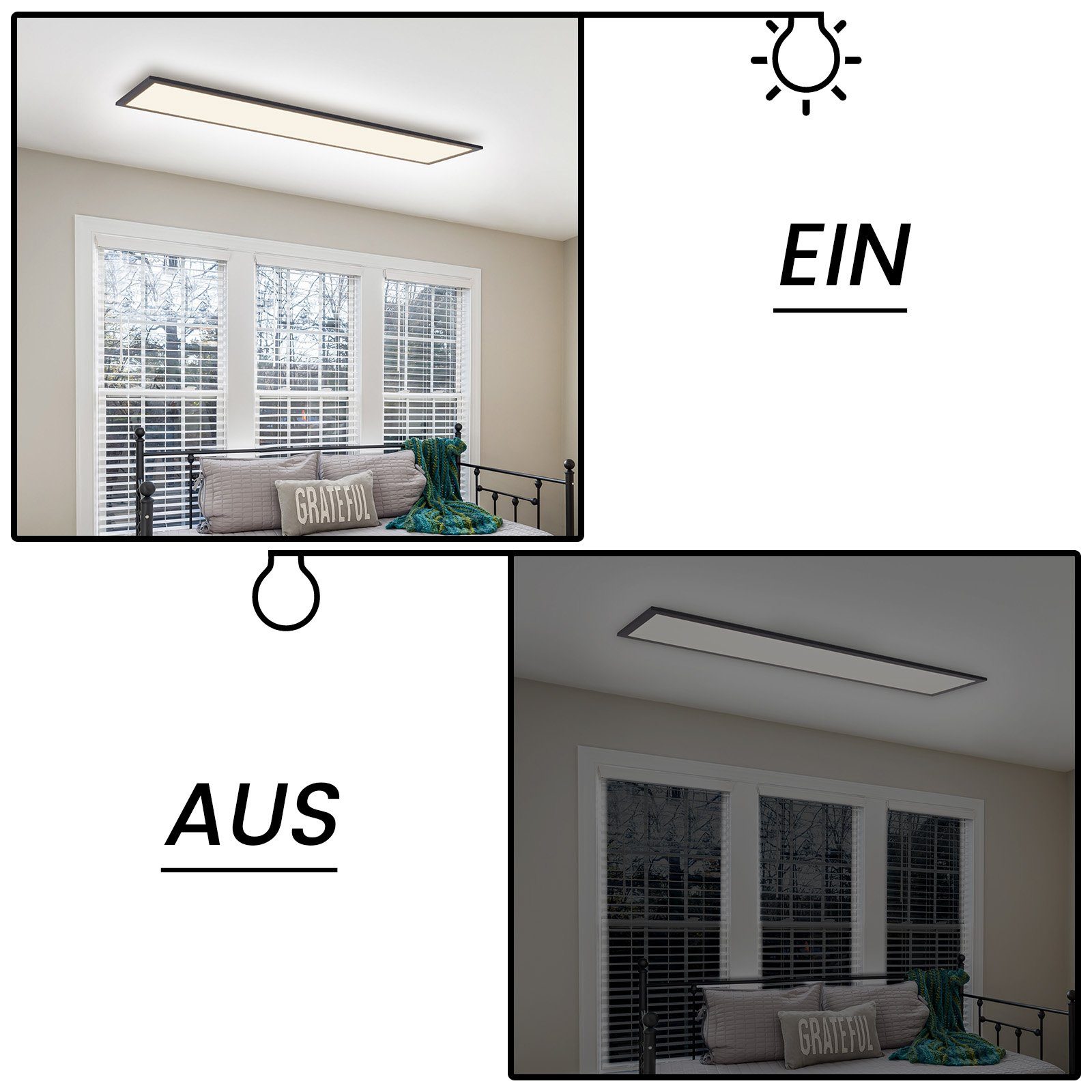 Nettlife Schwarz Flimmerfrei ‎Schwarz Neutralweiß, Farbwiedergabeindex Küchenlampe Wohnzimmerlampe Panel LED Modern Schirmfarbe > fest Neutralweiß, integriert, 42W Ultraflach, 120x30 80, LED cm