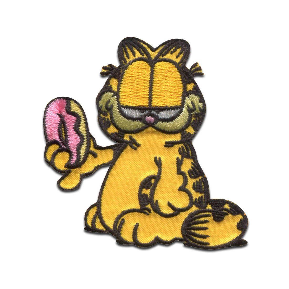 Garfield Aufnäher Bügelbild, Aufbügler, Applikationen, Patches, Flicken, zum aufbügeln, Polyester, Garfield © Donut Comic Katze gestickt - Größe: 5,7 x 4,4 cm
