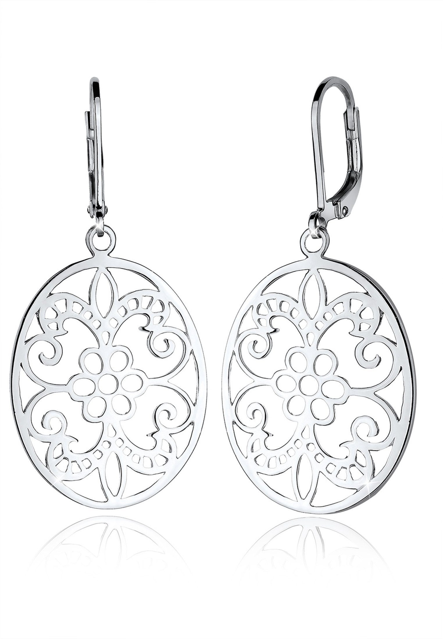 Elli Paar Ohrhänger Ornament Blume Orientalisch Oval 925 Silber