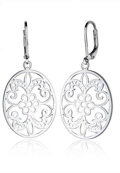 Elli Paar Ohrhänger Ornament Blume Orientalisch Oval 925 Silber