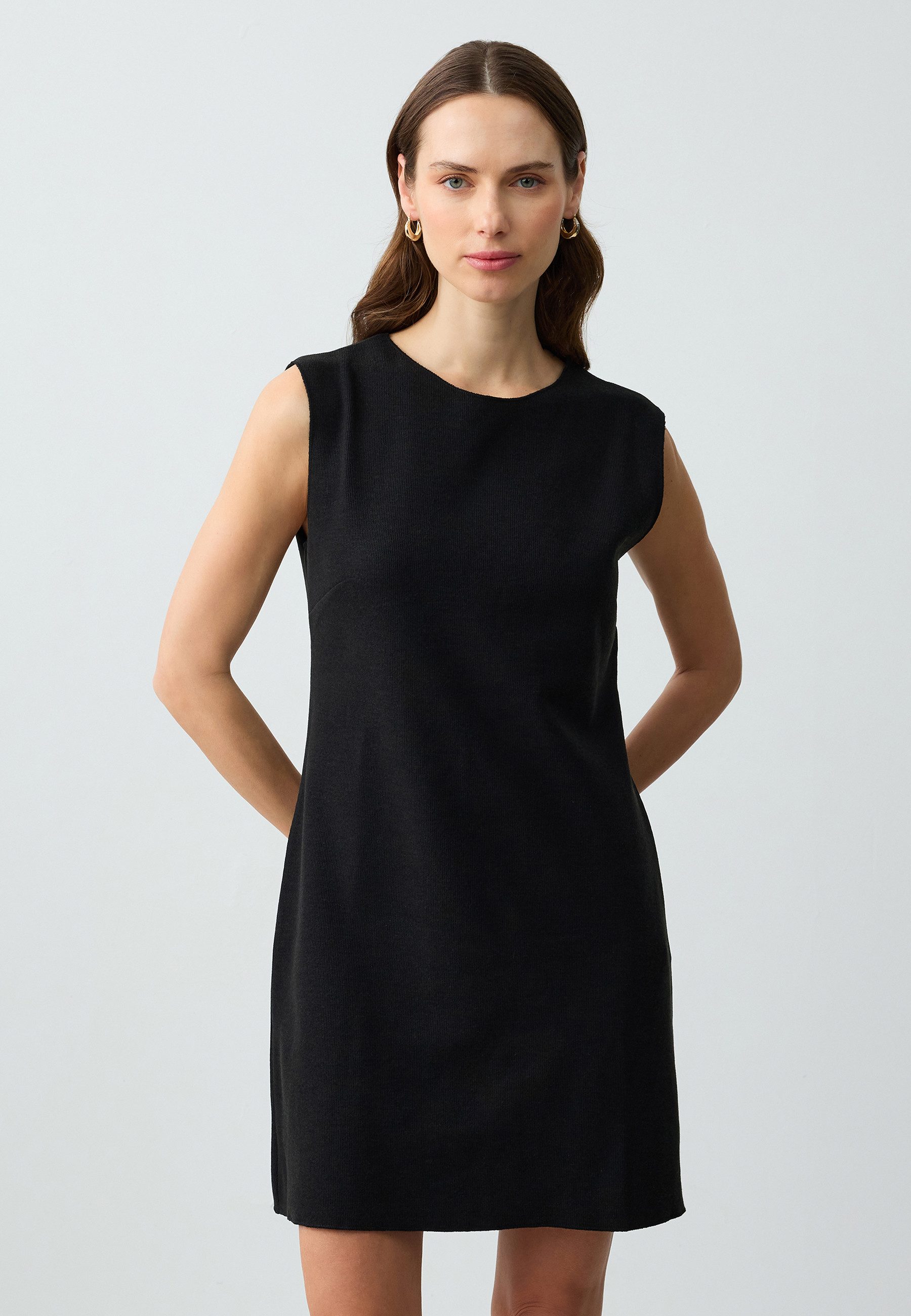 Minikleid Gewebtes Schwarzes Kleid