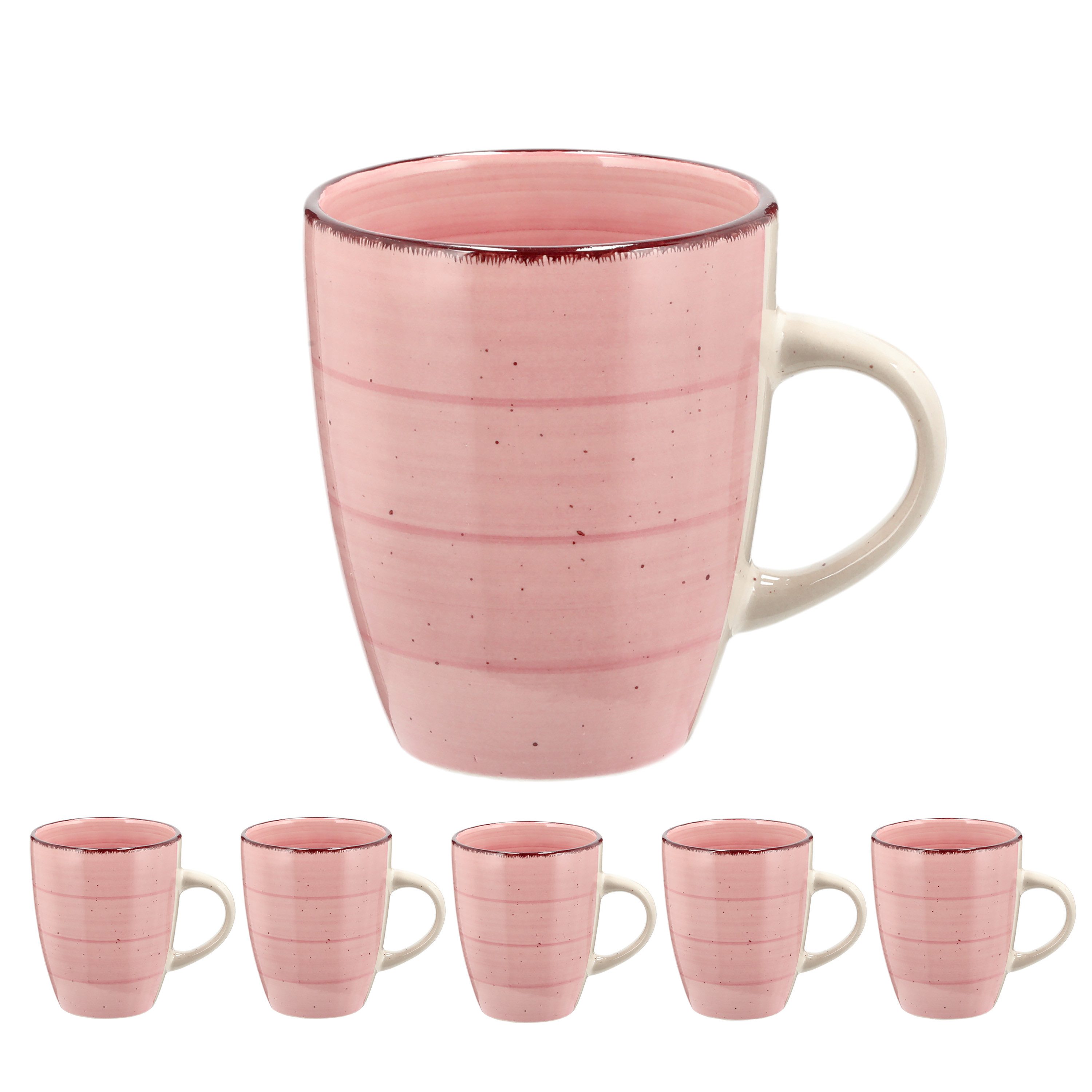 CEPEWA Tasse Чашки Steingut 6er Set rosa 360ml 9x11cm Кружки Henkeltasse