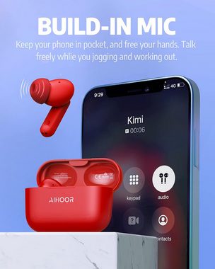 AIHOOR Kabellos Bluetooth 5.0 Immersiver Deep Bass für iOS und Android Phones In-Ear-Kopfhörer (Natürlicher Klang für ein immersives Hörerlebnis in erstklassiger Audioqualität., mit Mikrofon,30H Spielzeit,Sport Wasserdicht)