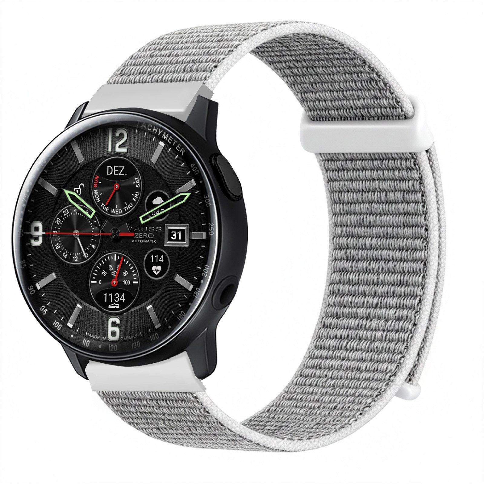 Tec-Expert Smartwatch-Armband für Samsung Galaxy Watch Active2 40 mm Armband Ersatz Wechsel Band, Nylon Textil mit Klettverschluss, stufenlos Verstellbar, atmungsaktiv