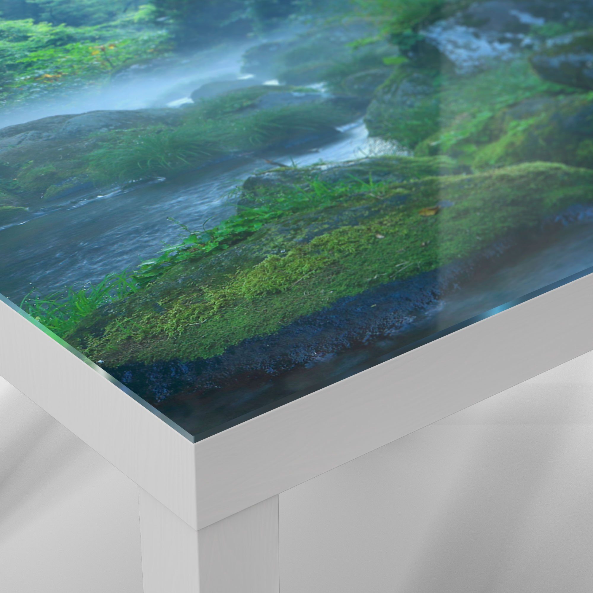 DEQORI Wald', 'Wasserquelle Couchtisch Glas modern Glastisch im Beistelltisch Weiß