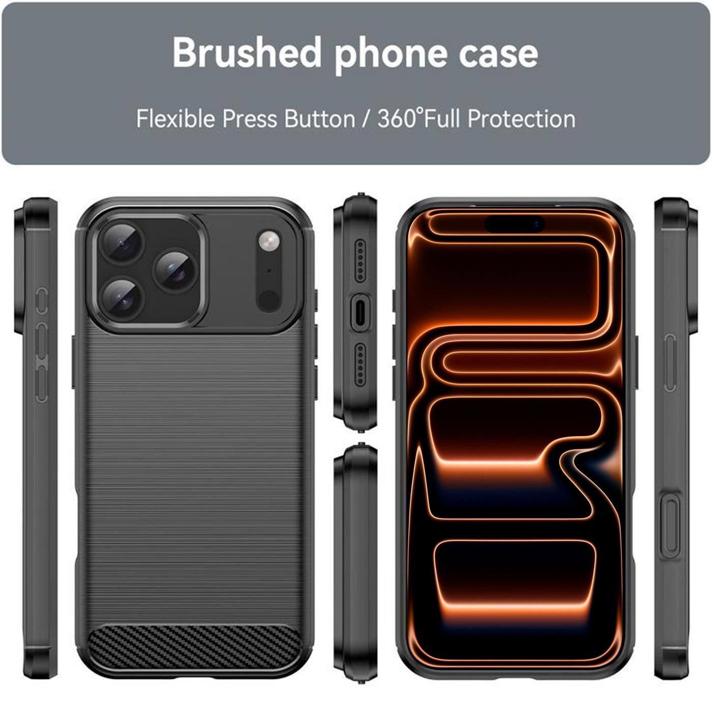 CoolGadget Handyhülle Carbon Handy Hülle für Apple iPhone 17 Pro 6,3 Zoll, robuste Telefonhülle Case Schutzhülle für iPhone 17 Pro Hülle – Bild 4 von 5