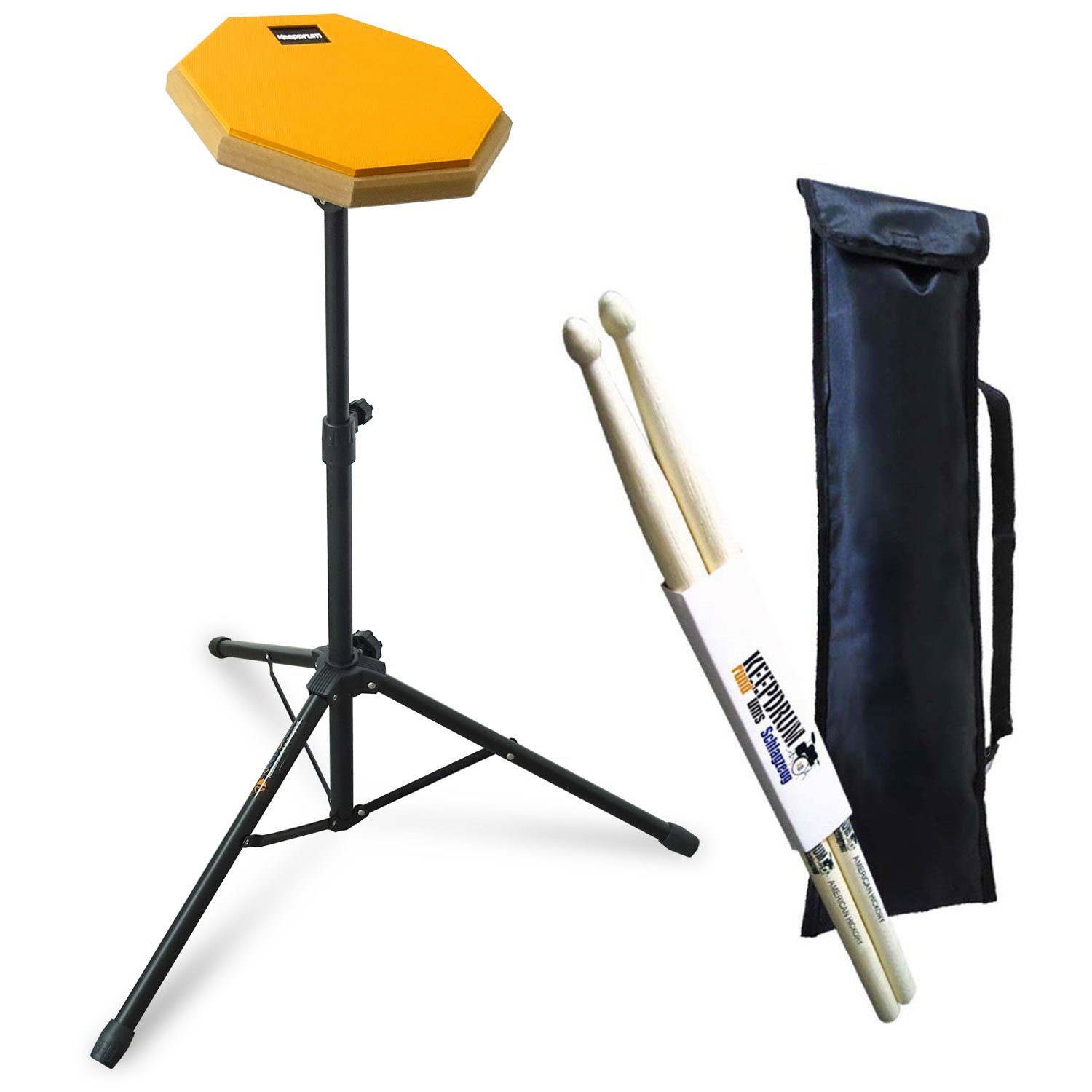 keepdrum Schlagzeug keepdrum Übungspad Orange 8 Zoll mit Stativ und Sticks