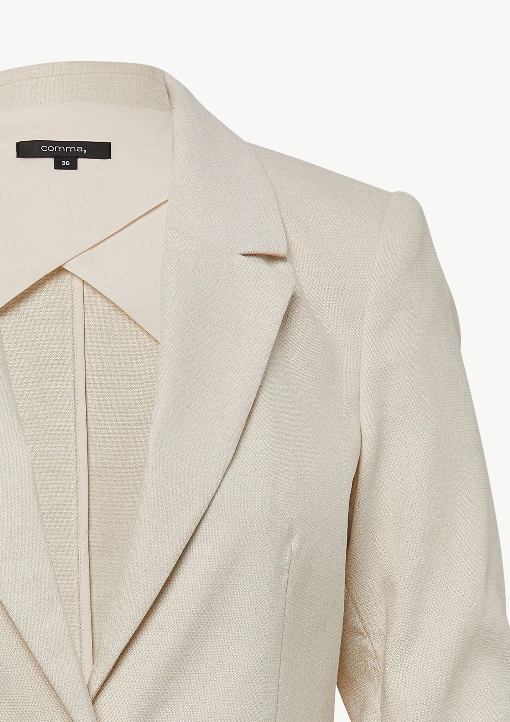 comma Jackenblazer Indoor-Blazer Leinenmix-Blazer mit gerafften 3/4-Ärmeln