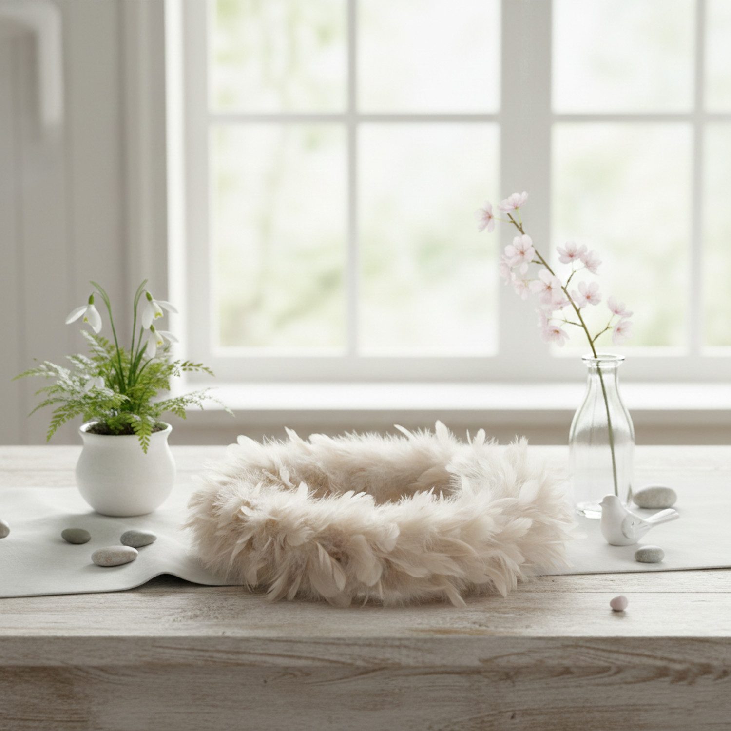 Macosa Home Dekokranz Federkranz Beige Rosé 35, 25 od. 18 cm Ø modern, Osterdeko Tischdeko Türkranz