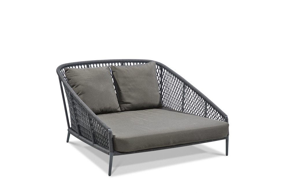 Musterring Gartenlounge-Bank Musterring Ibiza Sonnenbett schwarz/grau Aluminium 149x156x86 cm (1)