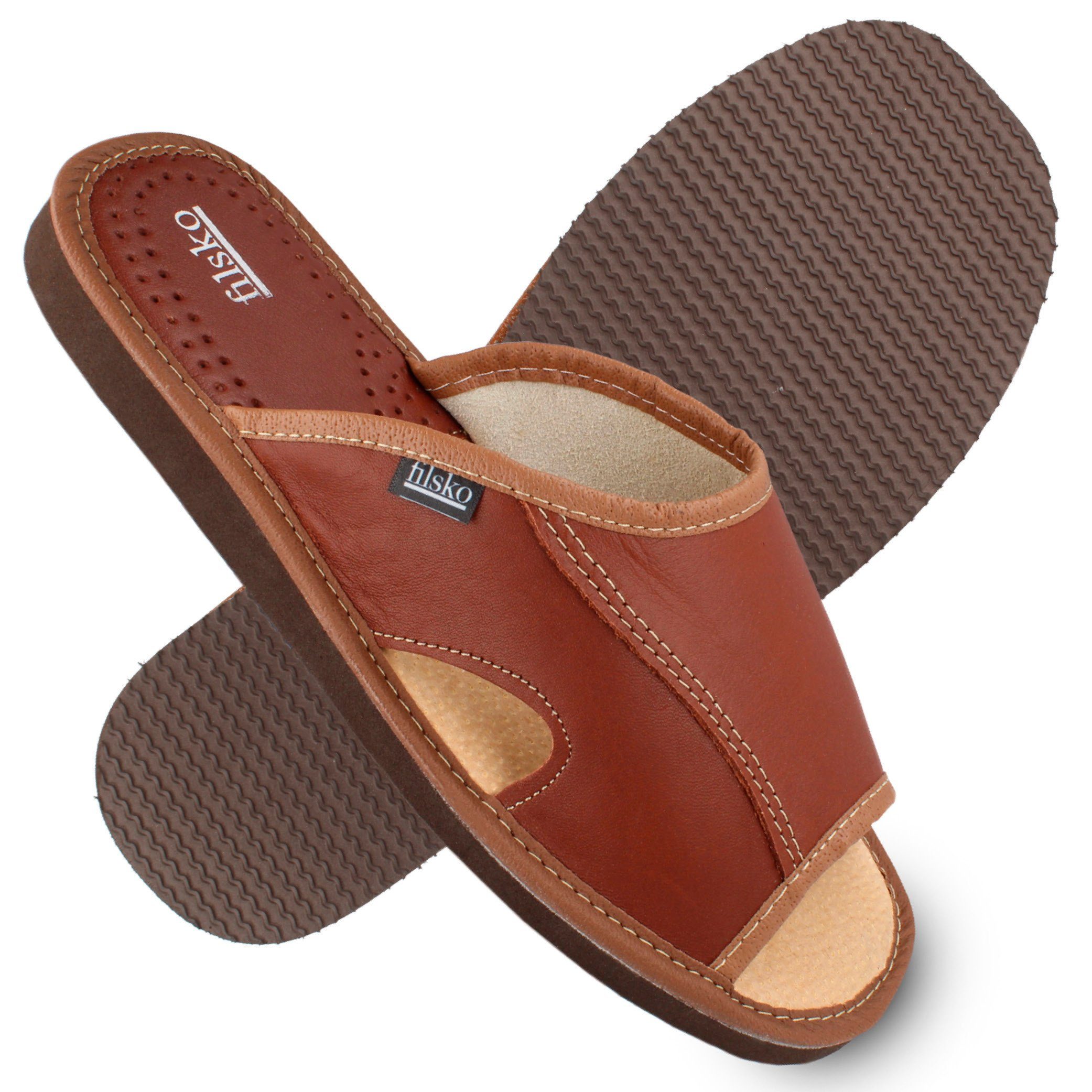 filsko Bleik offene Leder Herren Hausschuh Premium EVA-Sohle