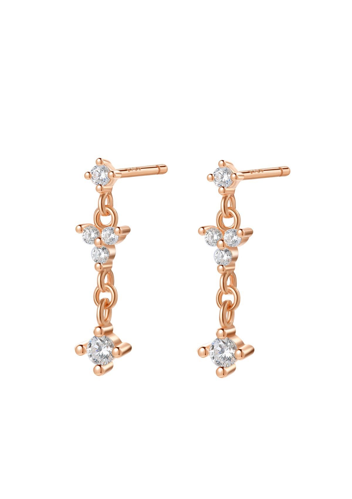 Hey Happiness Paar Ohrhänger Zarte Kristall Blume, mit Zirkonia, Hängende Damen Ketten Ohrringe, Geschenk Idee Frauen