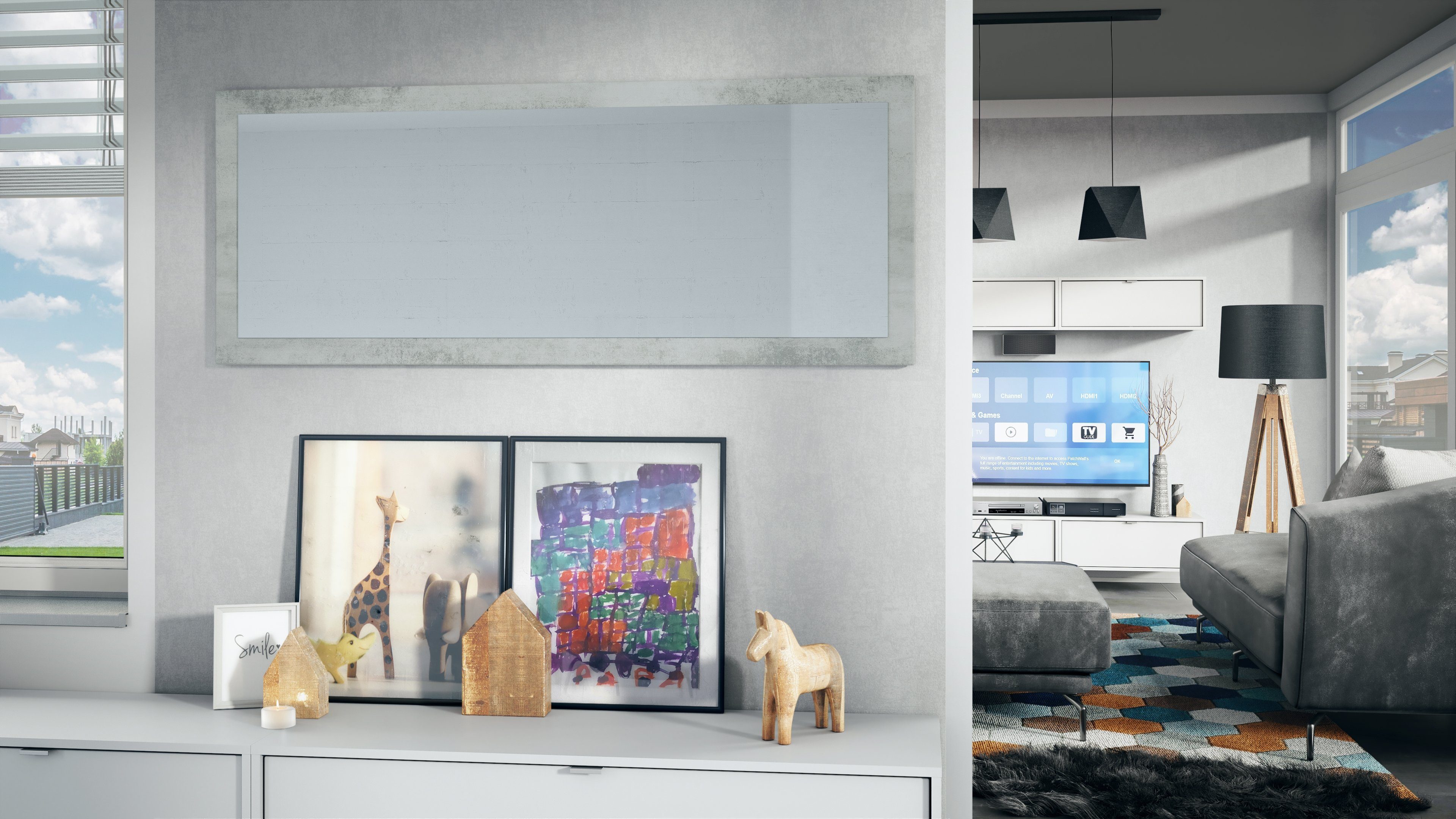 (Wandspiegel, 55 Vladon x Stil), Oxid (139 Rahmen modernen Wandspiegel Lima cm) Beton mit Optik im