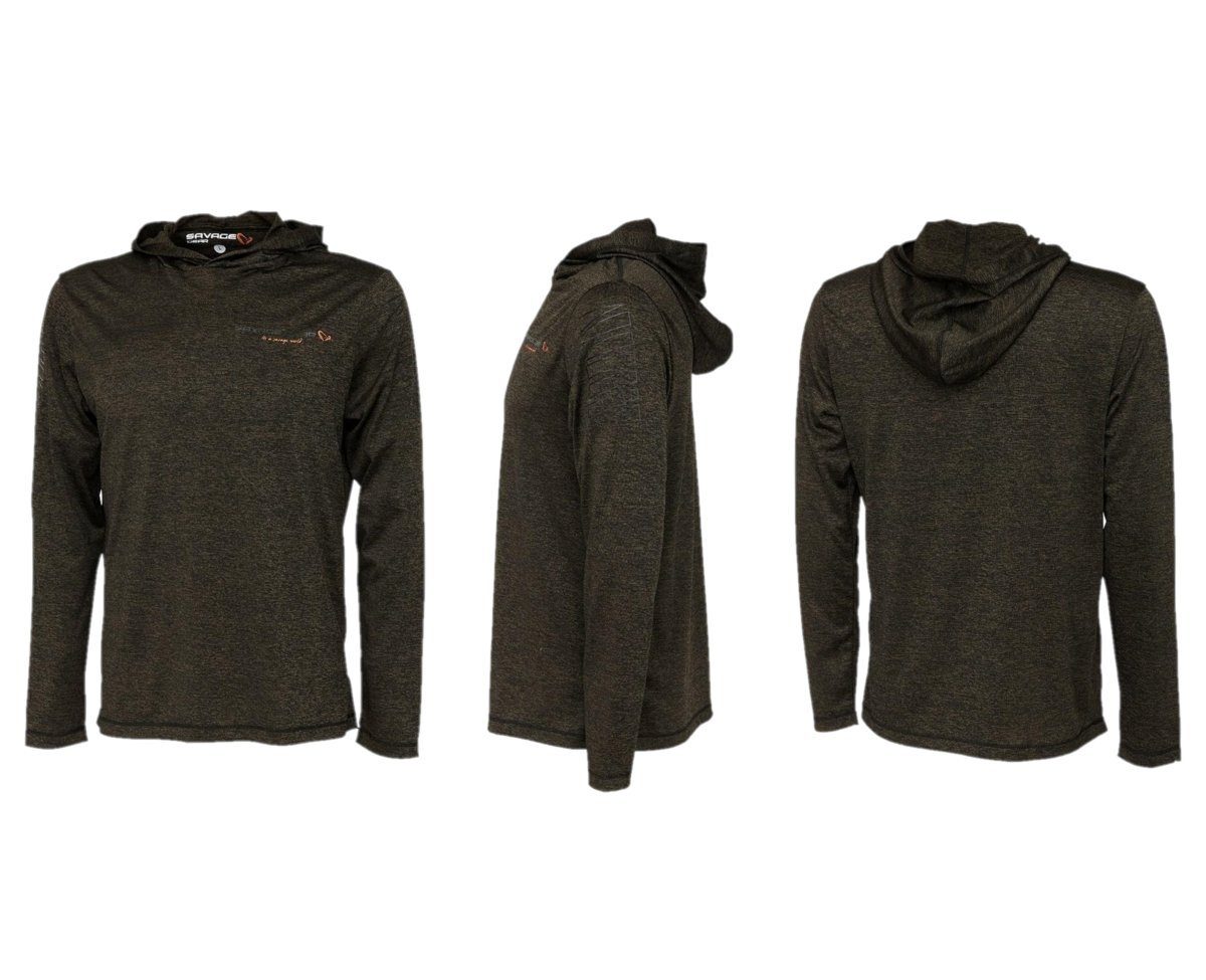 Savage Gear Kapuzenpullover Fighter Stretch Hoodie Gr. S-XXL Burnt Olive Melange Пуловеры