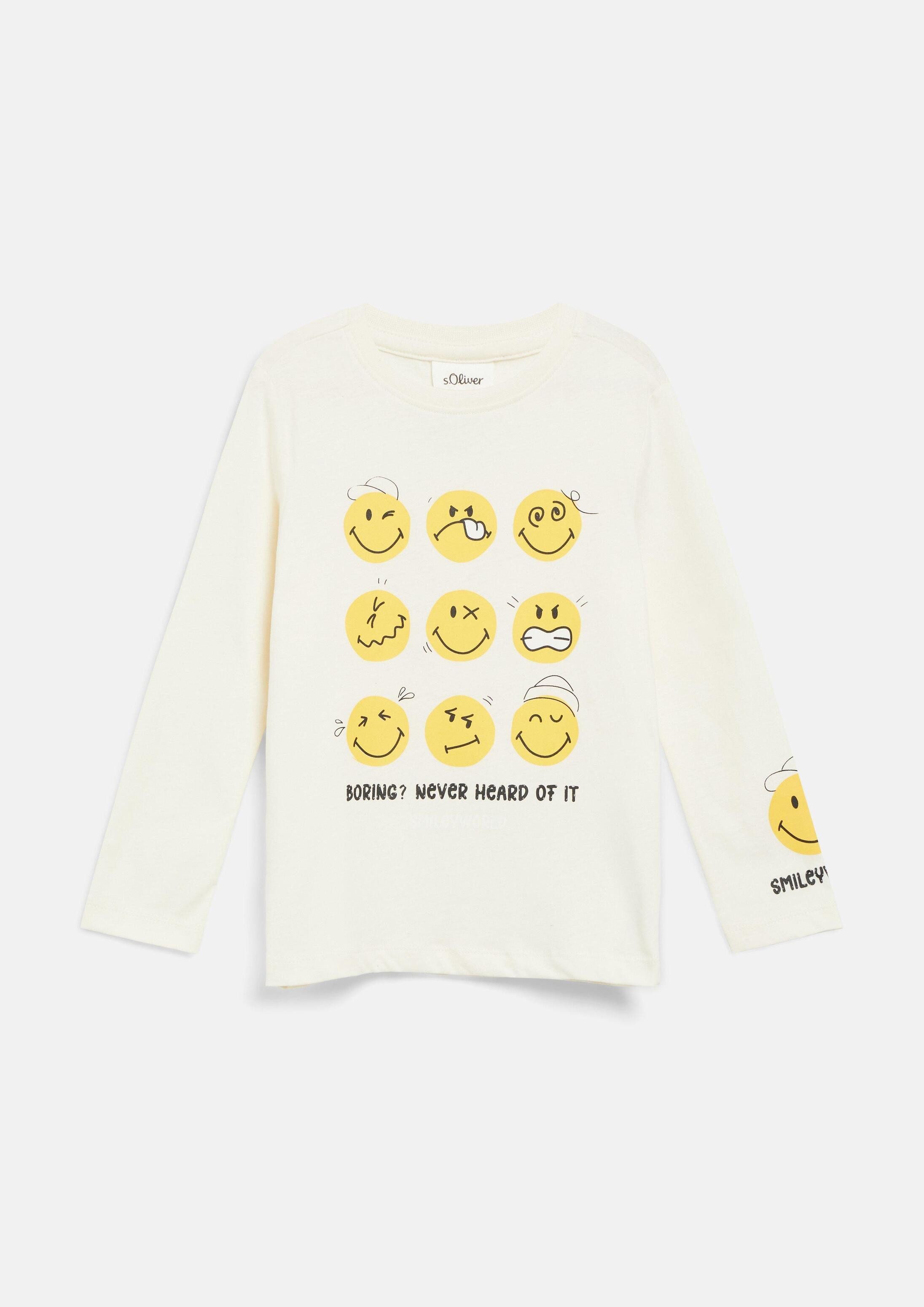 s.Oliver Langarmshirt T-Shirt Smiley® Longsleeve mit Front- und Ärmelprint