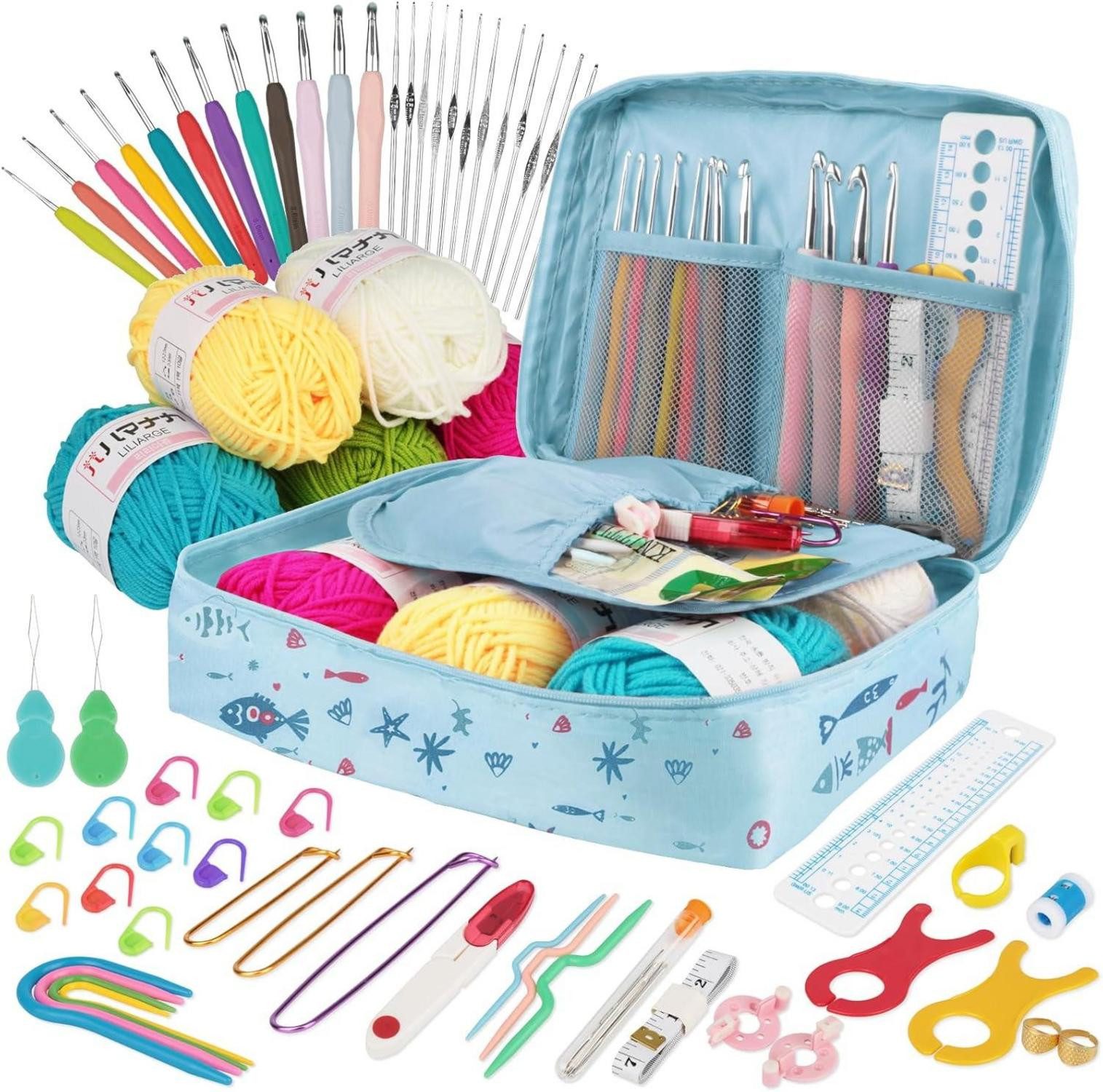 Häkelnadeln Häkelnadel Set 111 Stück für Anfänger Ergonomische Nadeln Crochet