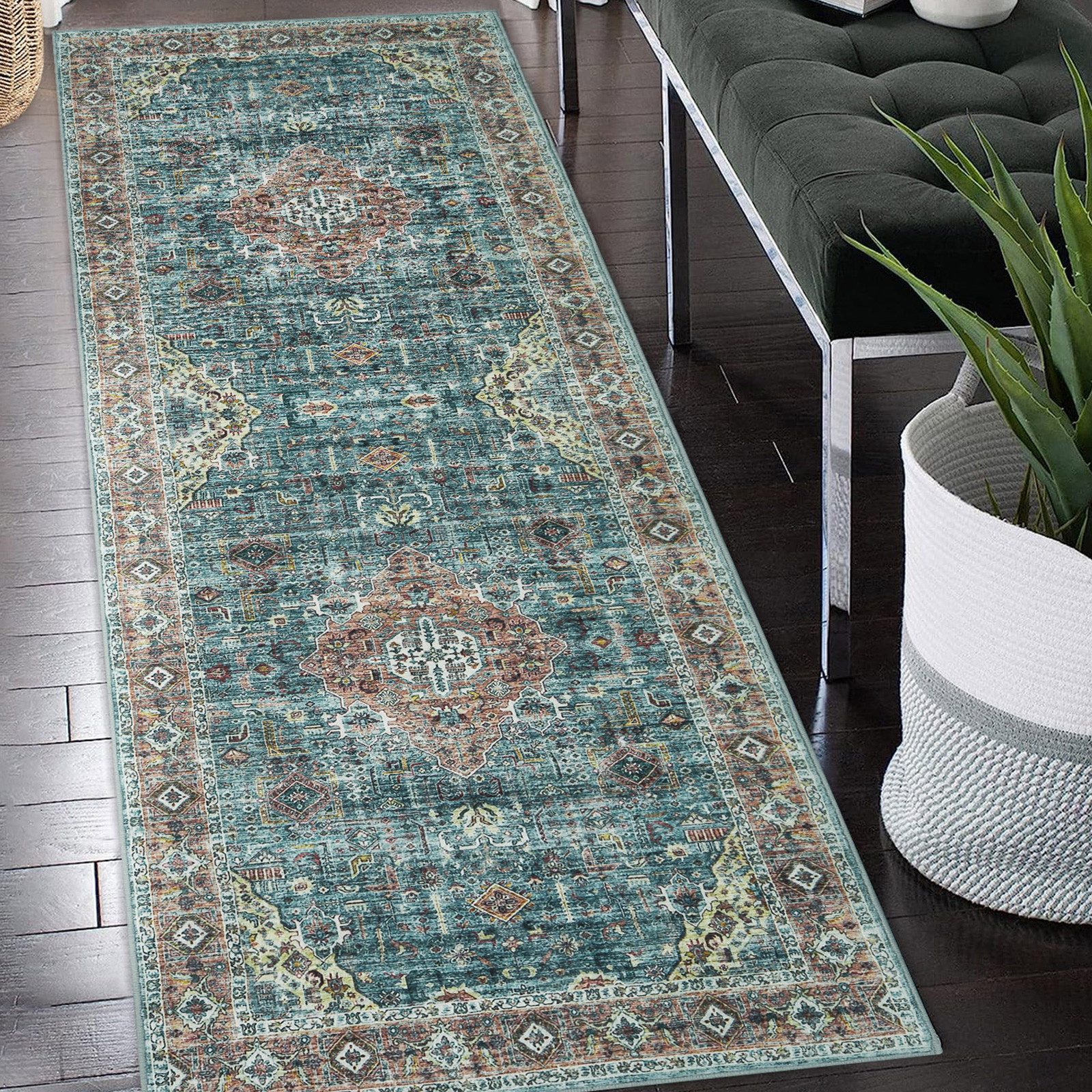 GarveeMore Teppich Vintage Läuferteppich Mode Orientteppich Designteppich Teppichboden, für Wohnzimmer, Schlafzimmer, Esszimmer oder Kinderzimmer
