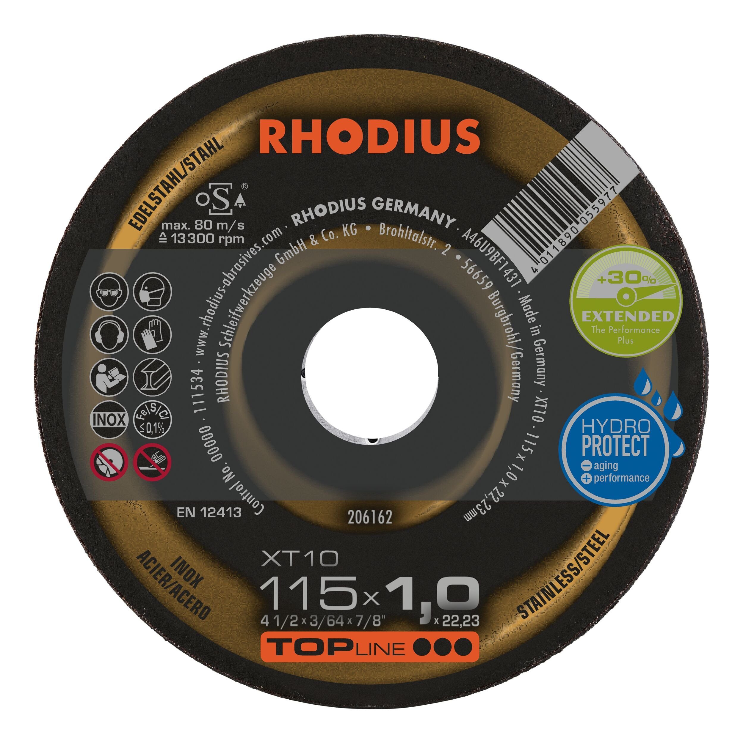 Rhodius Trennscheibe TOPline XTS, Ø 115 mm, TOPline XT10 Extradünne - 115 x 1 x 22,23 mm