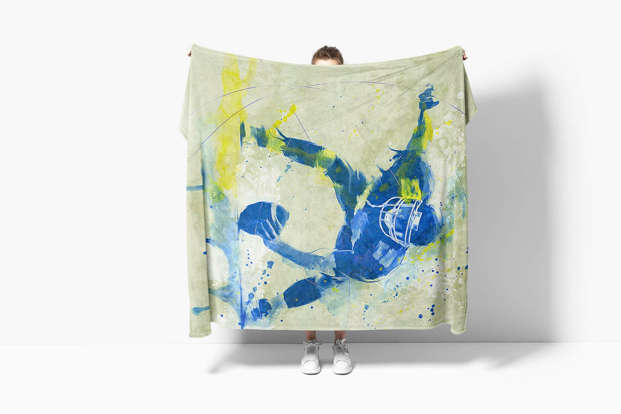 Sinus Sport American Art Saunatuch Kunstvoll Handtuch Baumwolle-Polyester-Mix Strandhandtuch Handtücher Footbal, (1-St), SplashArt Handtuch Kuscheldecke