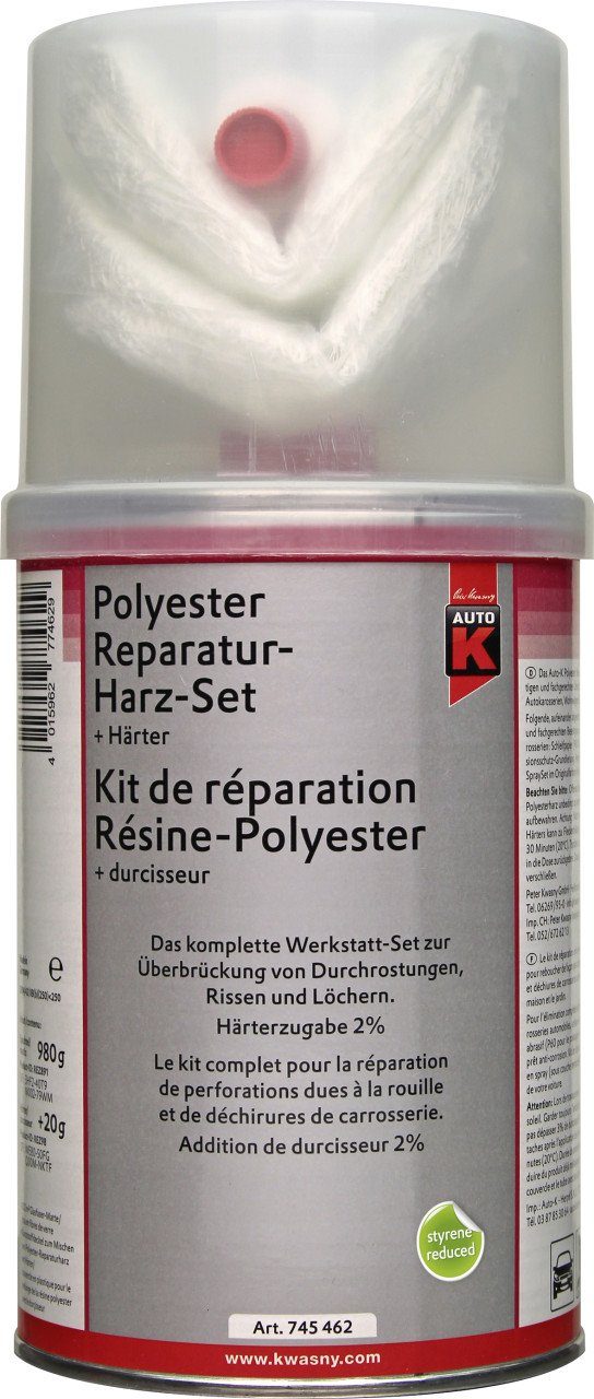 Auto-K Breitspachtel Auto-K Polyester Reparaturharz Set + Härter 1000g
