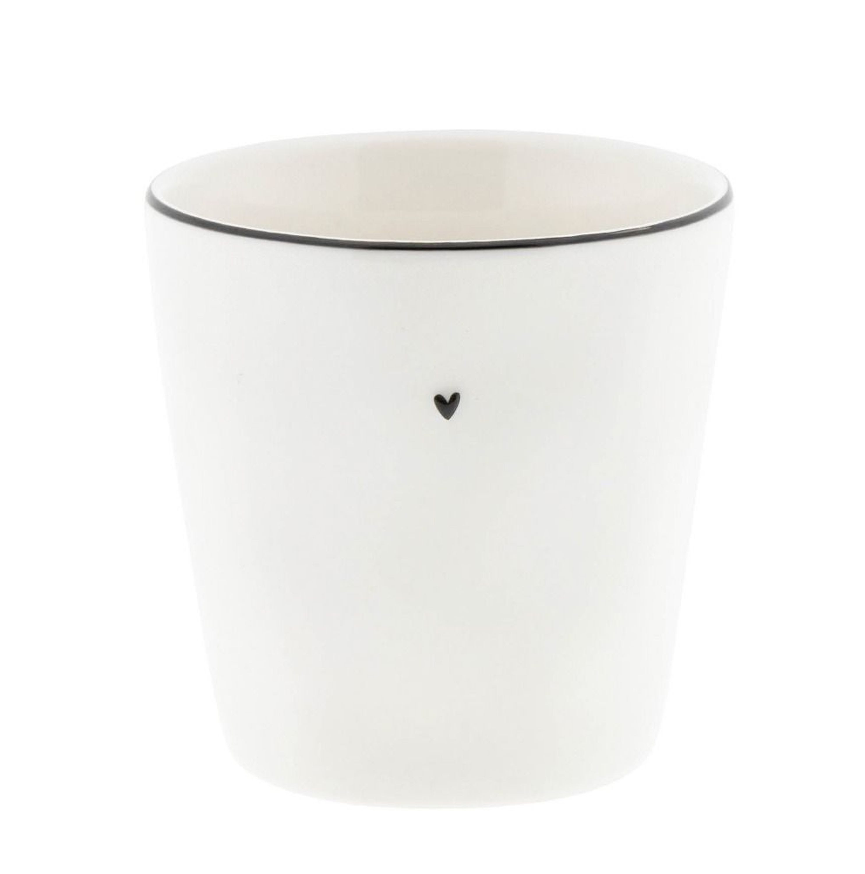 Bastion Collections Tasse Bastion Collections Becher Tasse 250ml Keramik Weiß Rand Schwarz, Keramik