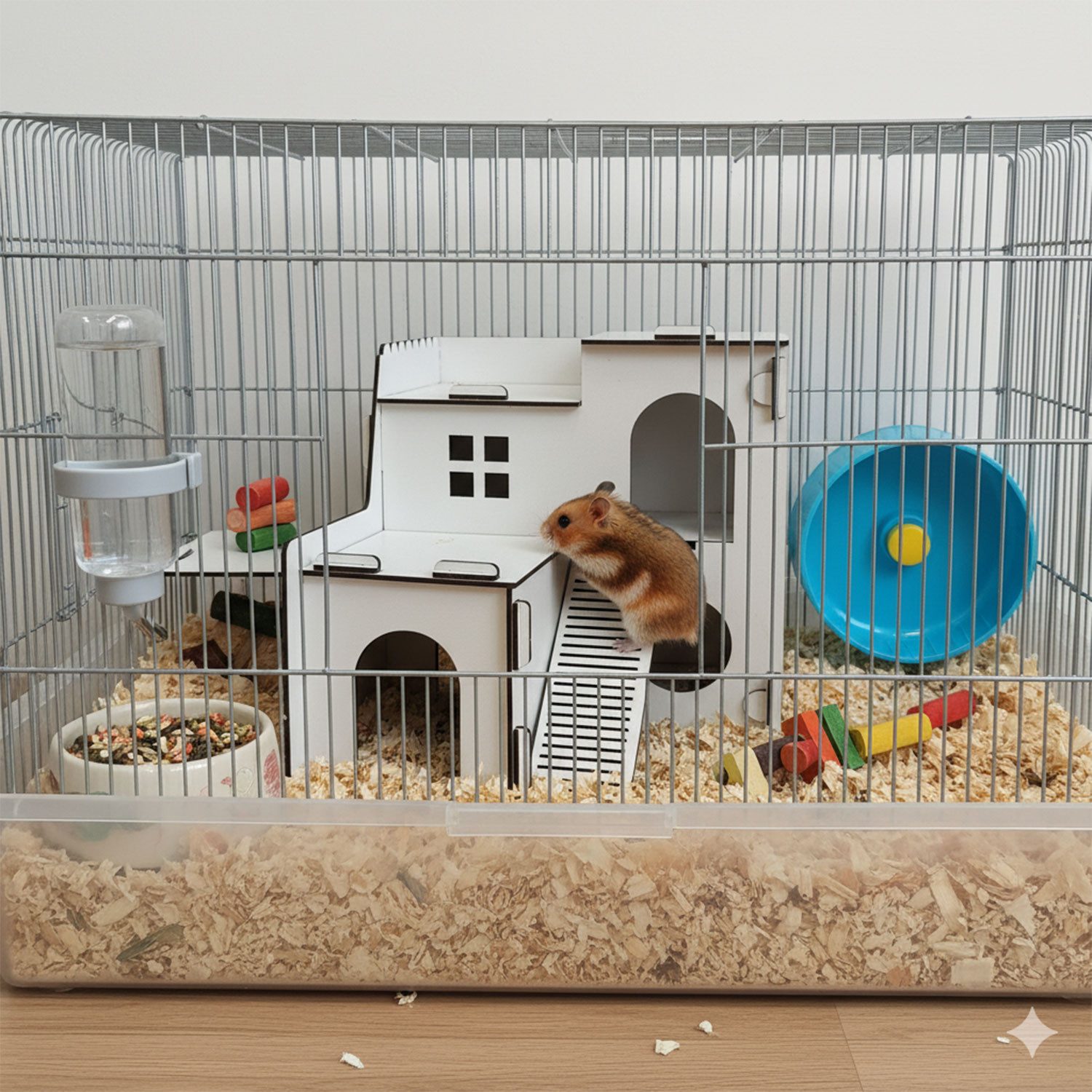 Jungengel Kleintierhaus Hamsterhaus Mäusehaus Holz Hamsterhütte Mäusehütte Tierhaus, 100% Holz, Einfache Montage, 23x21,5x21 cm, Robust & Langlebig