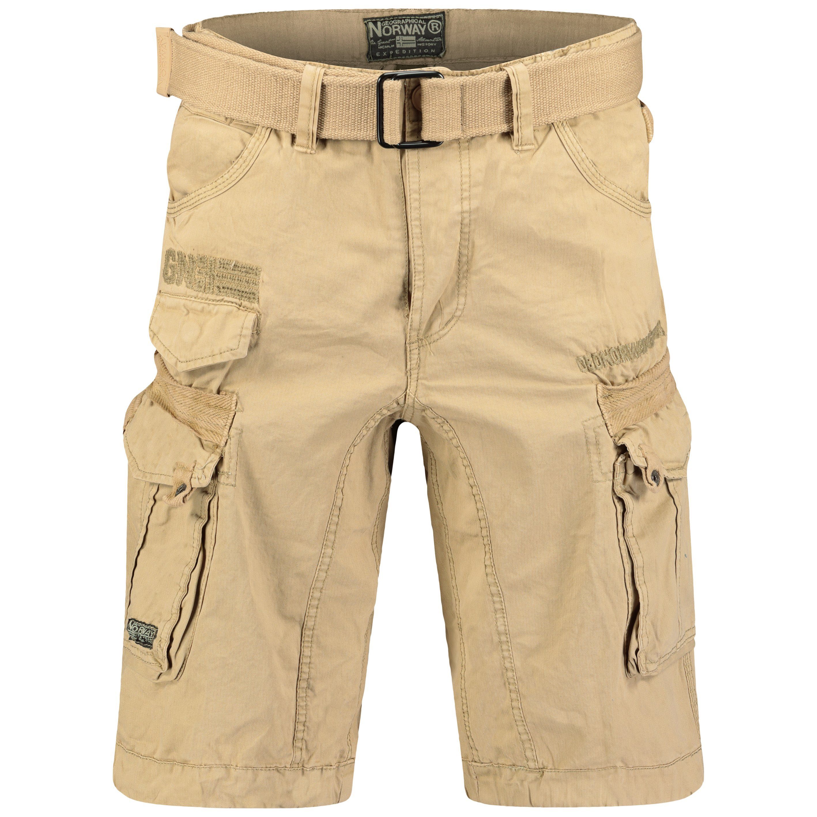 Geographical Norway Cargoshorts kurze Hose aus Baumwolle, Sommer-Bermuda (1-tlg) Herrenshorts mit Gürtel Größe S bis 5XL