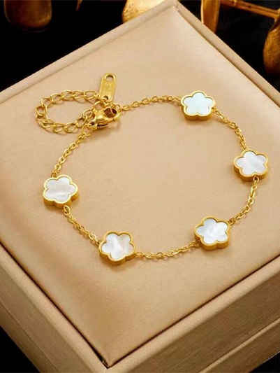 ENGELSINN Goldarmband Armband Blume Perlmutt Edelstahl Schmuck Gold inkl. Geschenkbox (1-tlg), Erweiterung zum Set - Beste Haltbarkeit