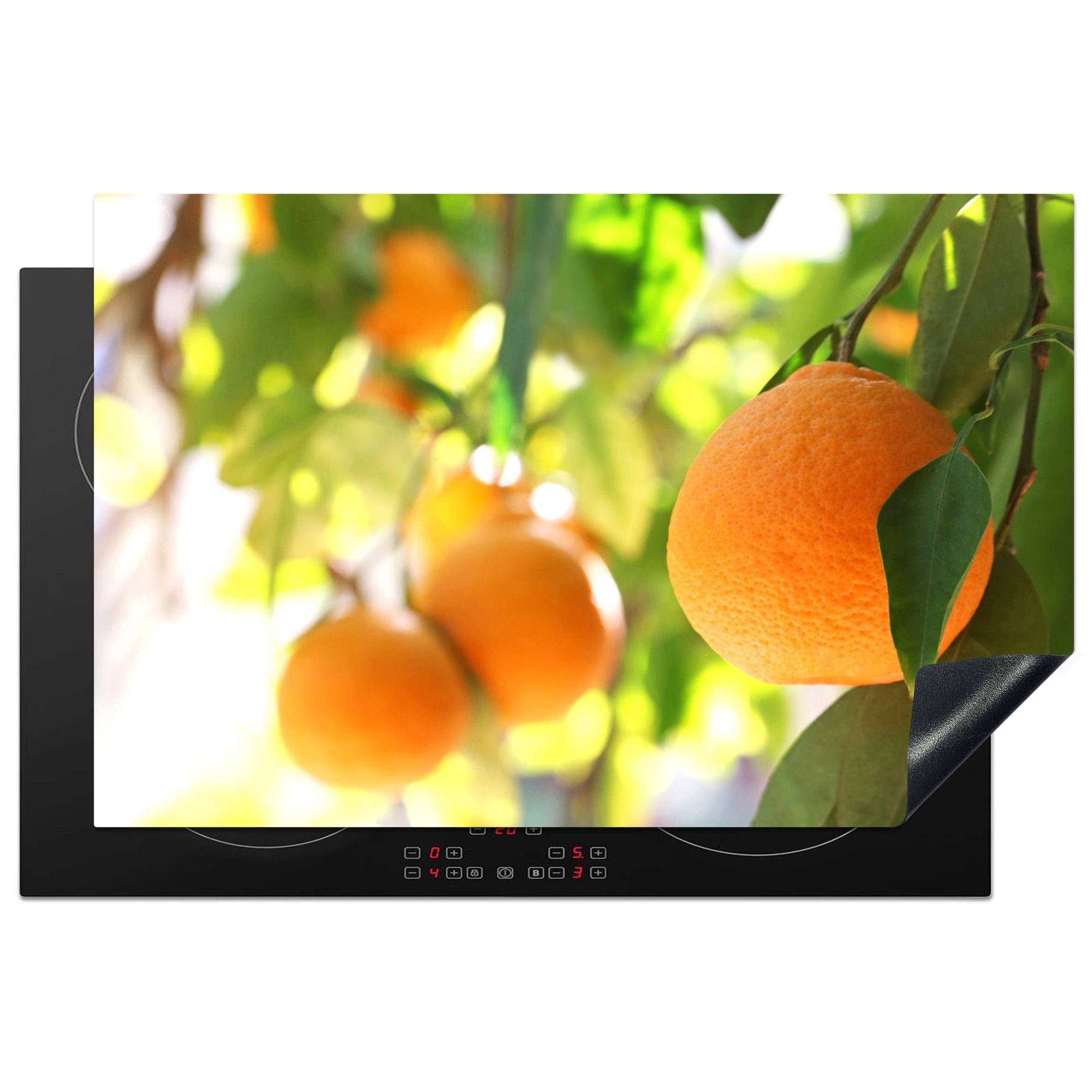 MuchoWow Herdblende-/Abdeckplatte Orange - Baum - Frucht, Vinyl, (1 tlg), 81x52 cm, Induktionskochfeld Schutz für die küche, Ceranfeldabdeckung