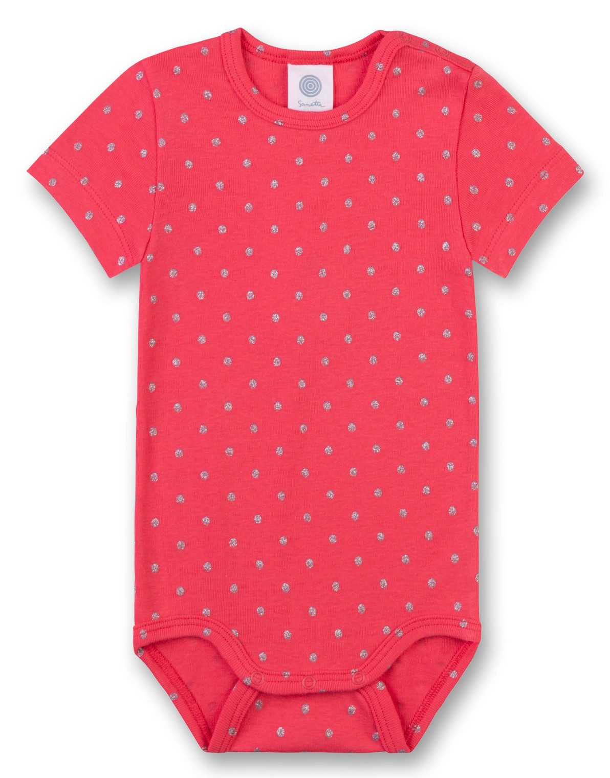 Sanetta Kurzarmbody Sanetta Baby Body aus Baumwolle mit Glitzer-Punktemuster