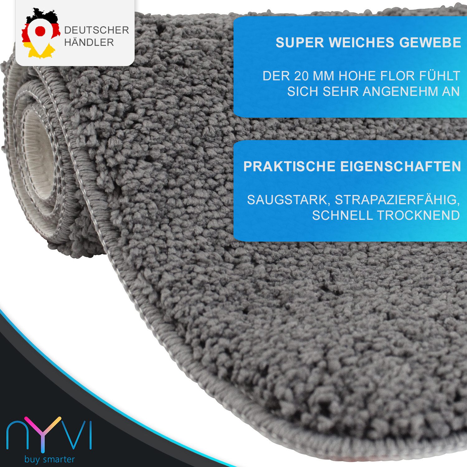 NYVI Badematte WC Vorleger mit Ausschnitt NYVISpa Lasalle Grau Toiletten Te günstig online kaufen