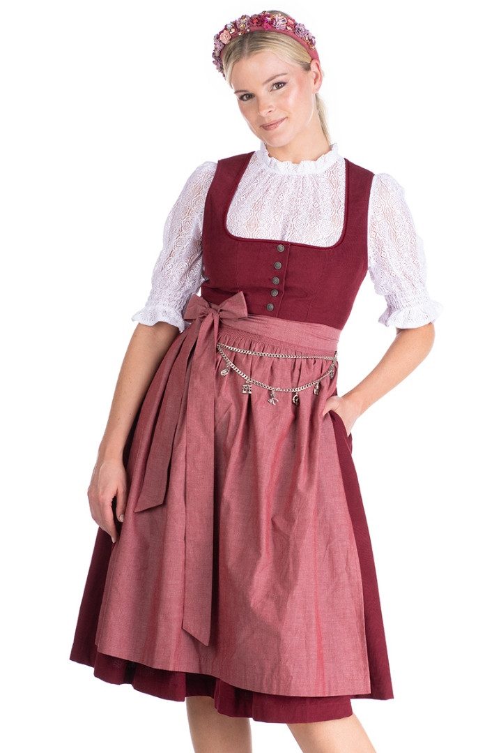 Hammerschmid Dirndl Cord Dirndl 2tlg. - ALMSEE - dunkelrot