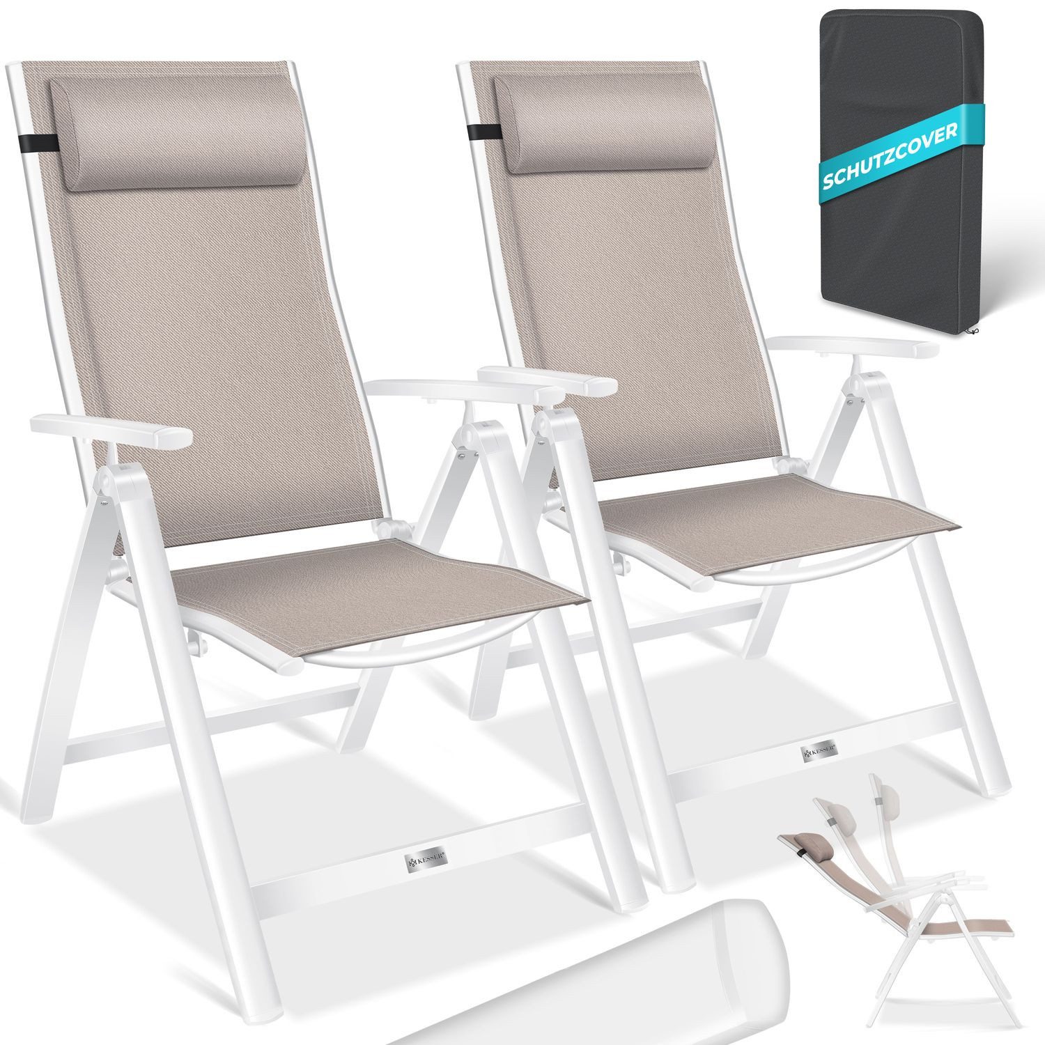 KESSER Gartenstuhl (2 St), Hochlehner mit Armlehnen Aluminium Klappstuhl günstig online kaufen