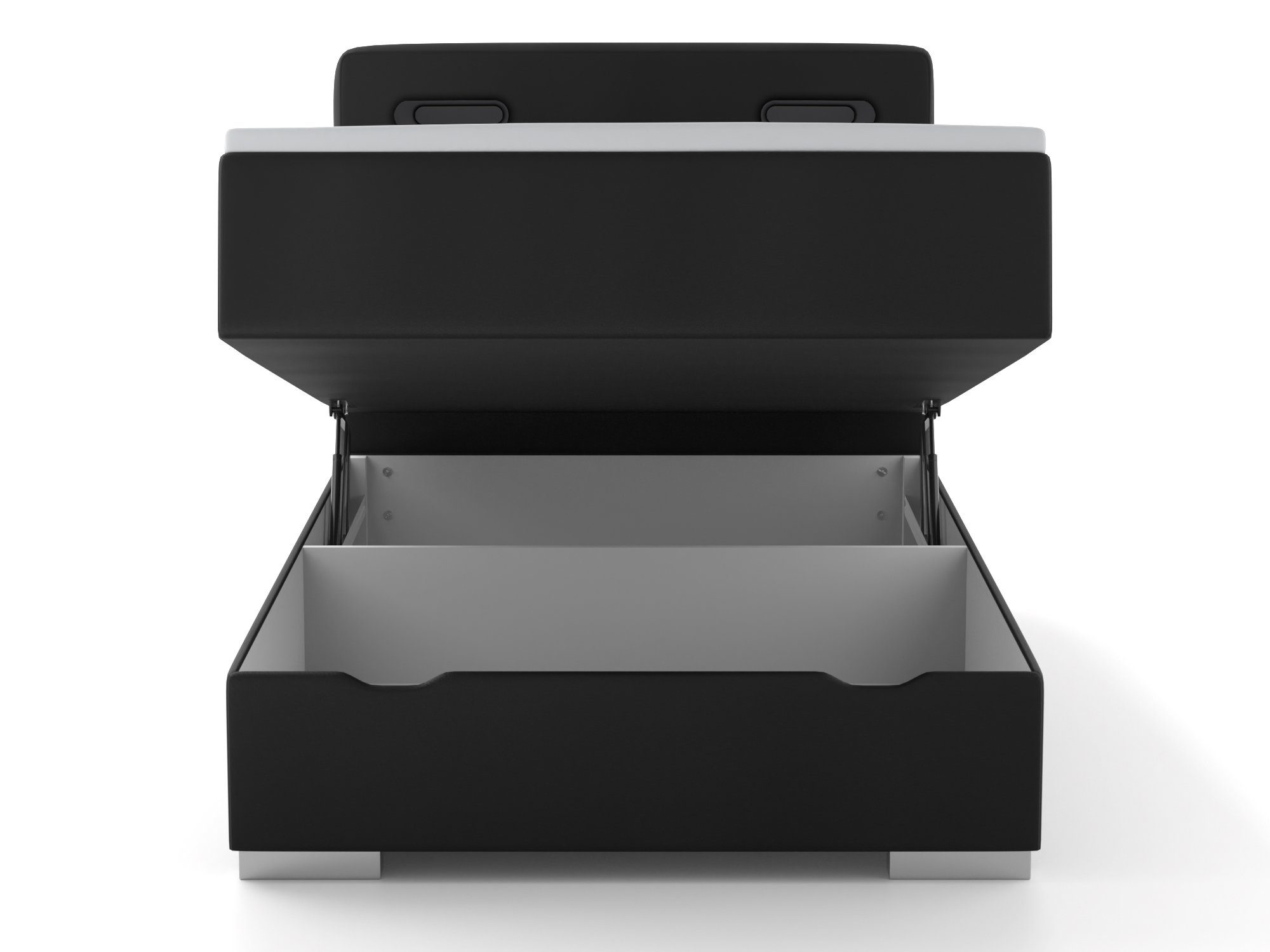 Boxspringbett 2x inkl. wonello USB-Anschluss Bettkasten, Topper schwarz Modesto, und LED-Beleuchtung,