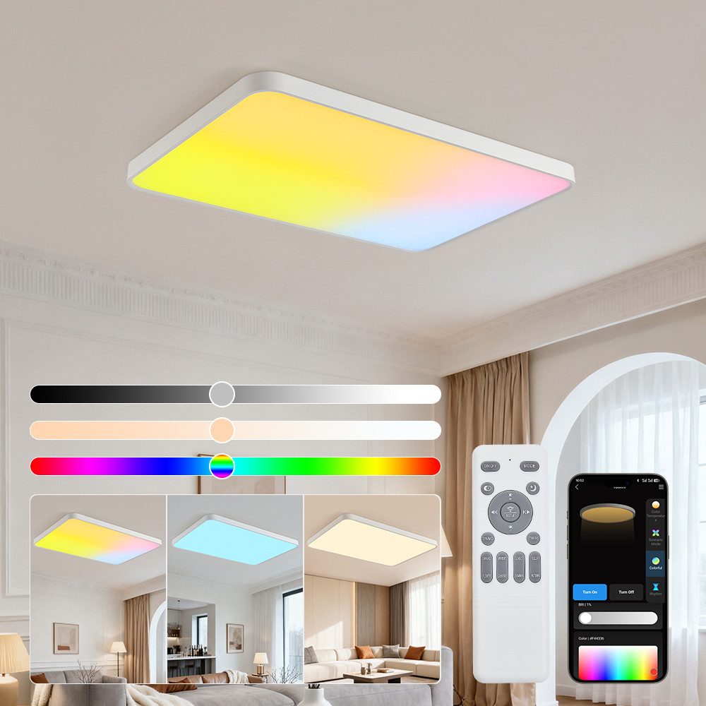Eurohandisplay LED Deckenleuchte LED Deckenleuchte 698 RGBIC dynamische Himmel- & Naturlichteffekte, LED fest integriert, RGBIC, Neutralweiß, Kaltweiß, Warmweiß – Bild 3 von 5