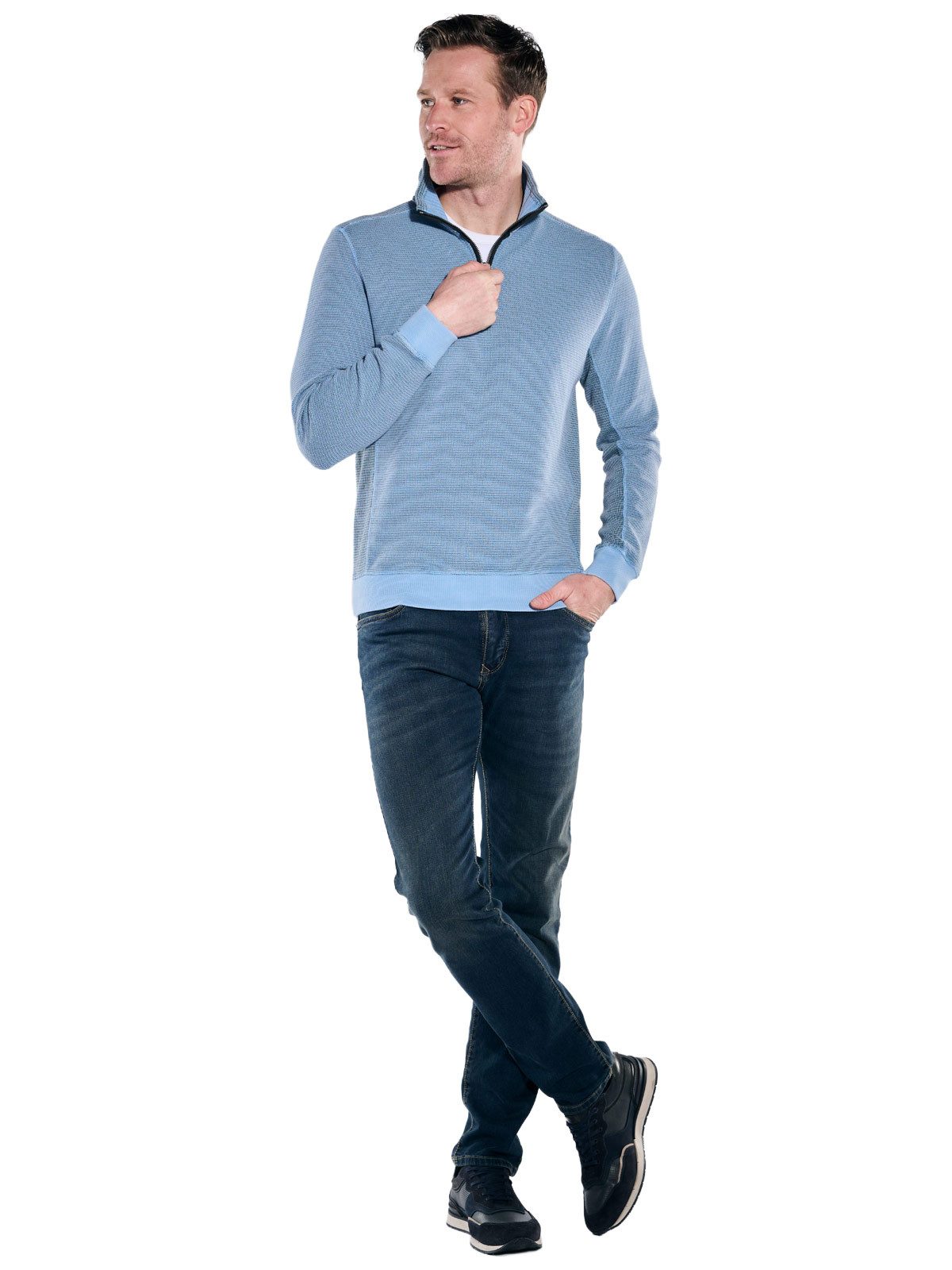 Engbers Sweatshirt Herren Sweatshirt mit Stehkragen, Mittelblau