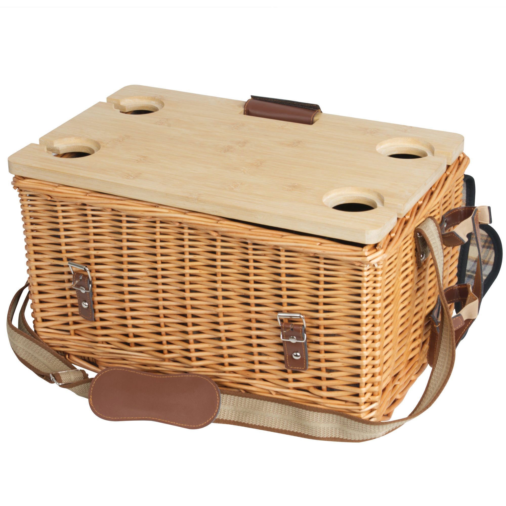 CampFeuer Picknickkorb 4 Personen mit Geschirr-Set und Serviertisch, 25-teilig, Weidenkorb mi (1 St) – Bild 4 von 5